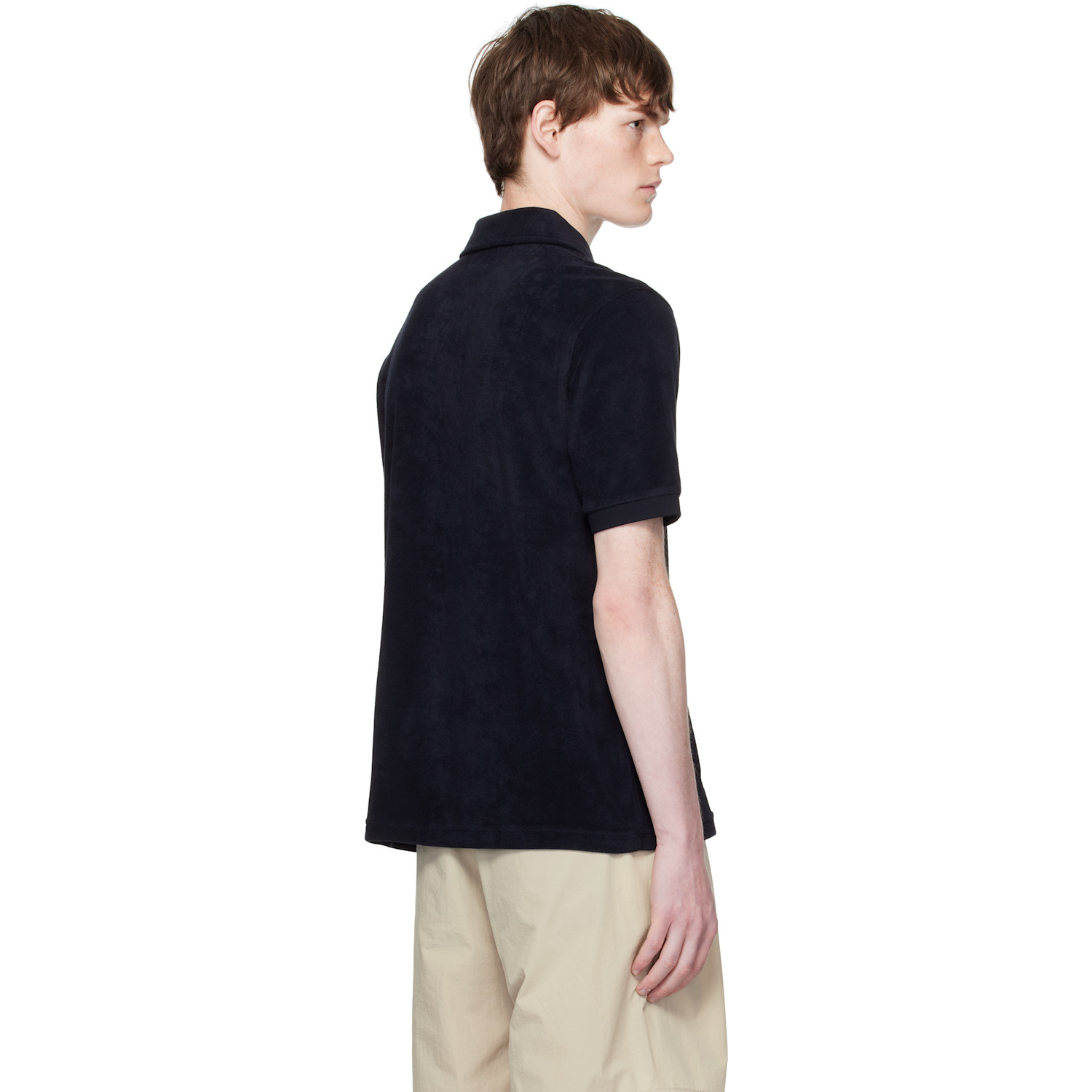  Fred Perry Navy Open Collar Towelling Polo 