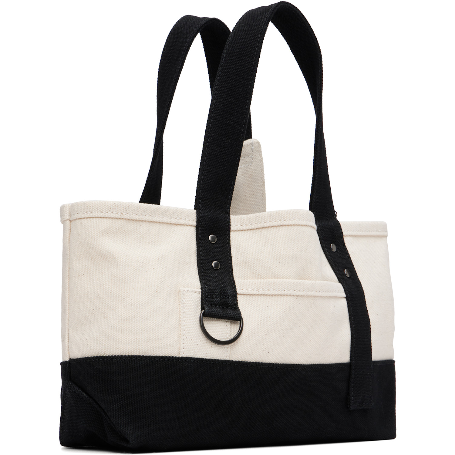  Y's Off-white & Black Mini Washer Canvas Bag 