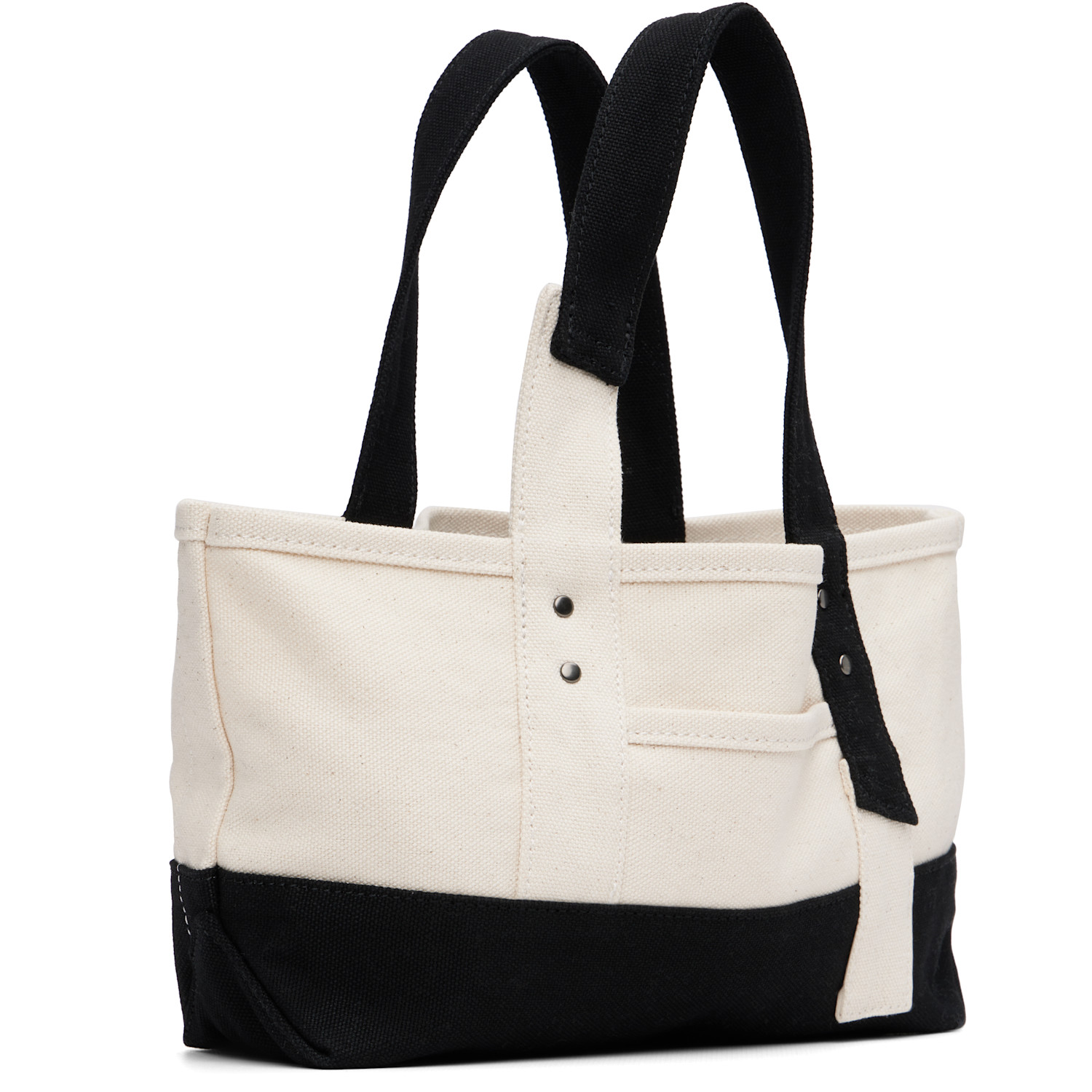  Y's Off-white & Black Mini Washer Canvas Bag 
