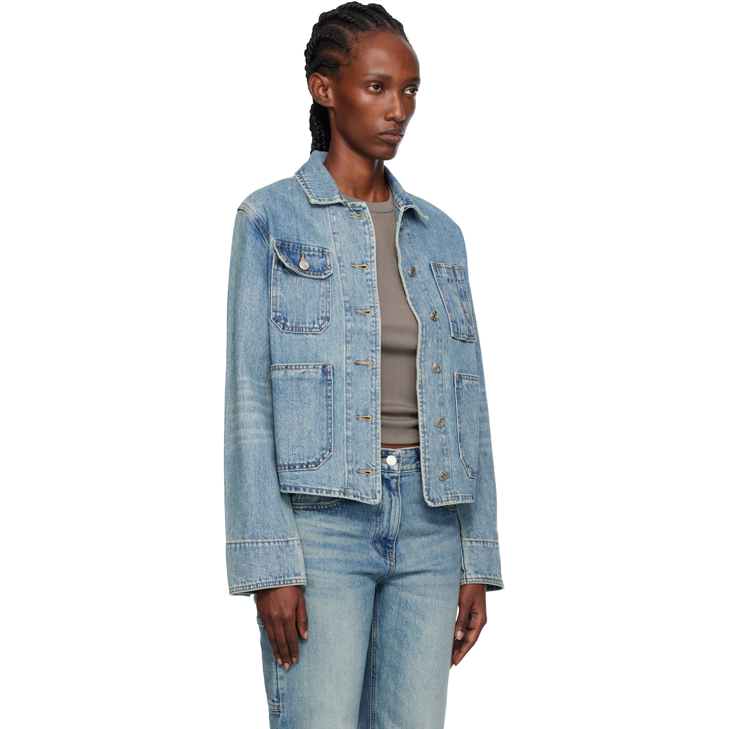  Open Yy Blue Denim Trucker Jacket 