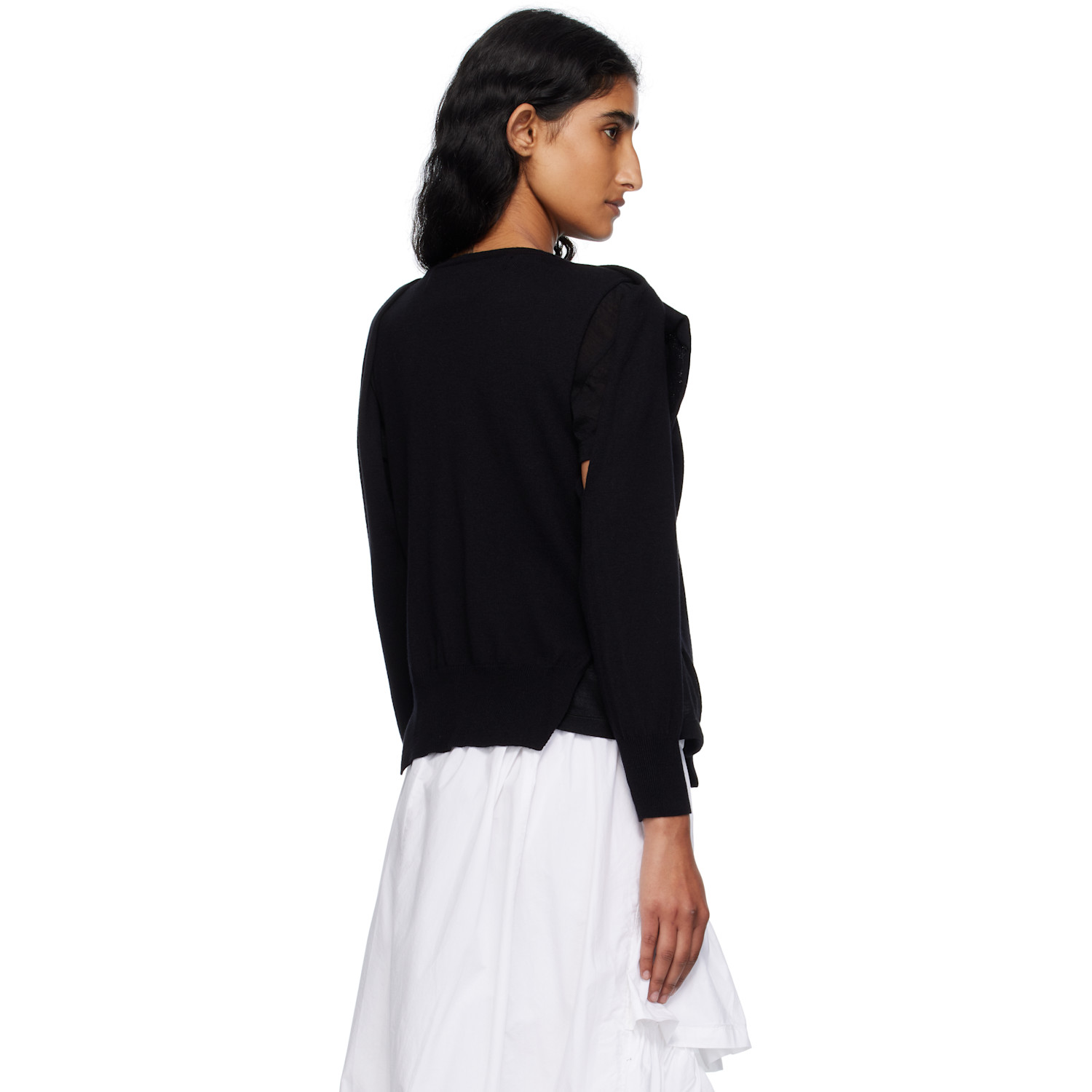 Open Yy Black Sleeve Layered Cardigan 