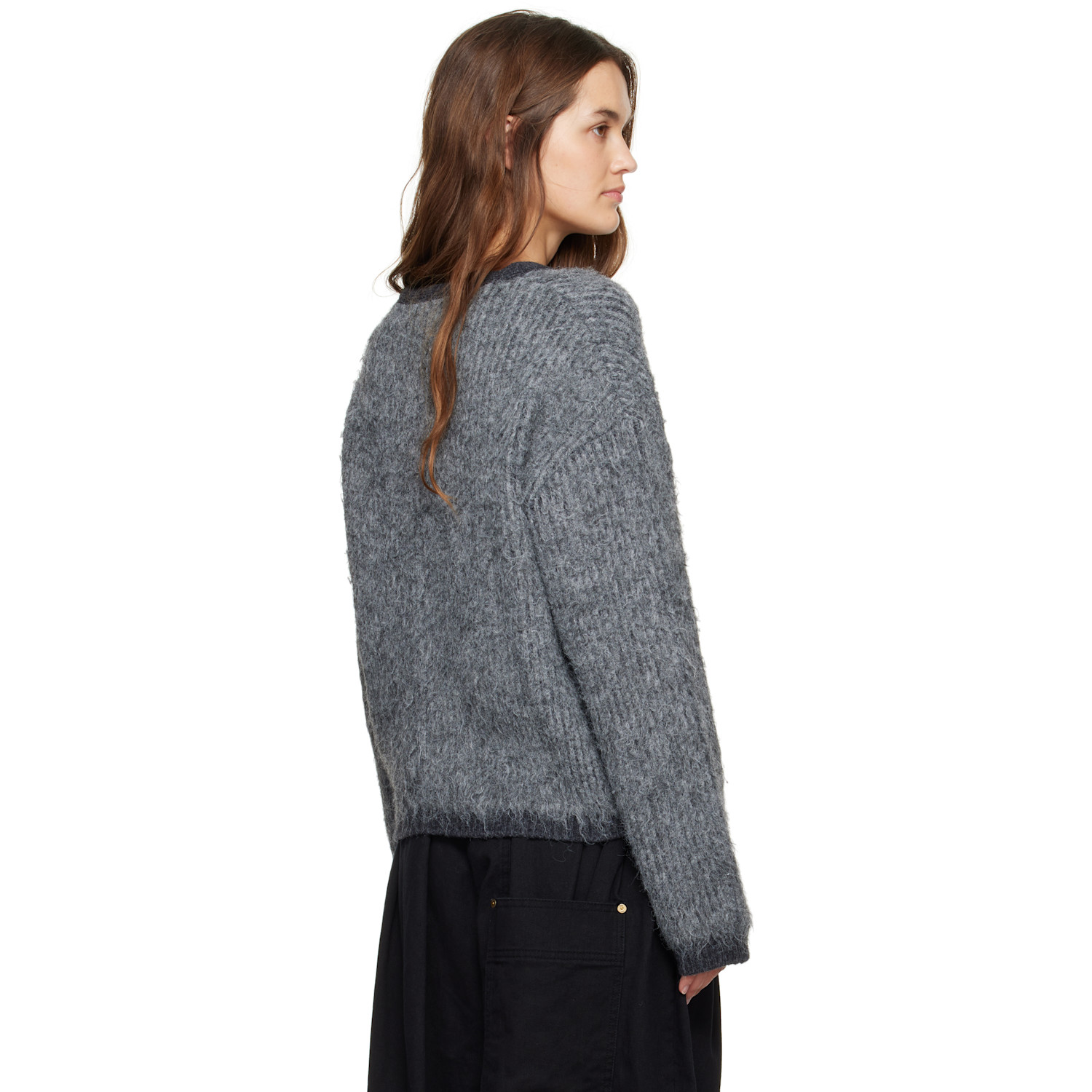  Open Yy Gray Shaggy Cardigan 