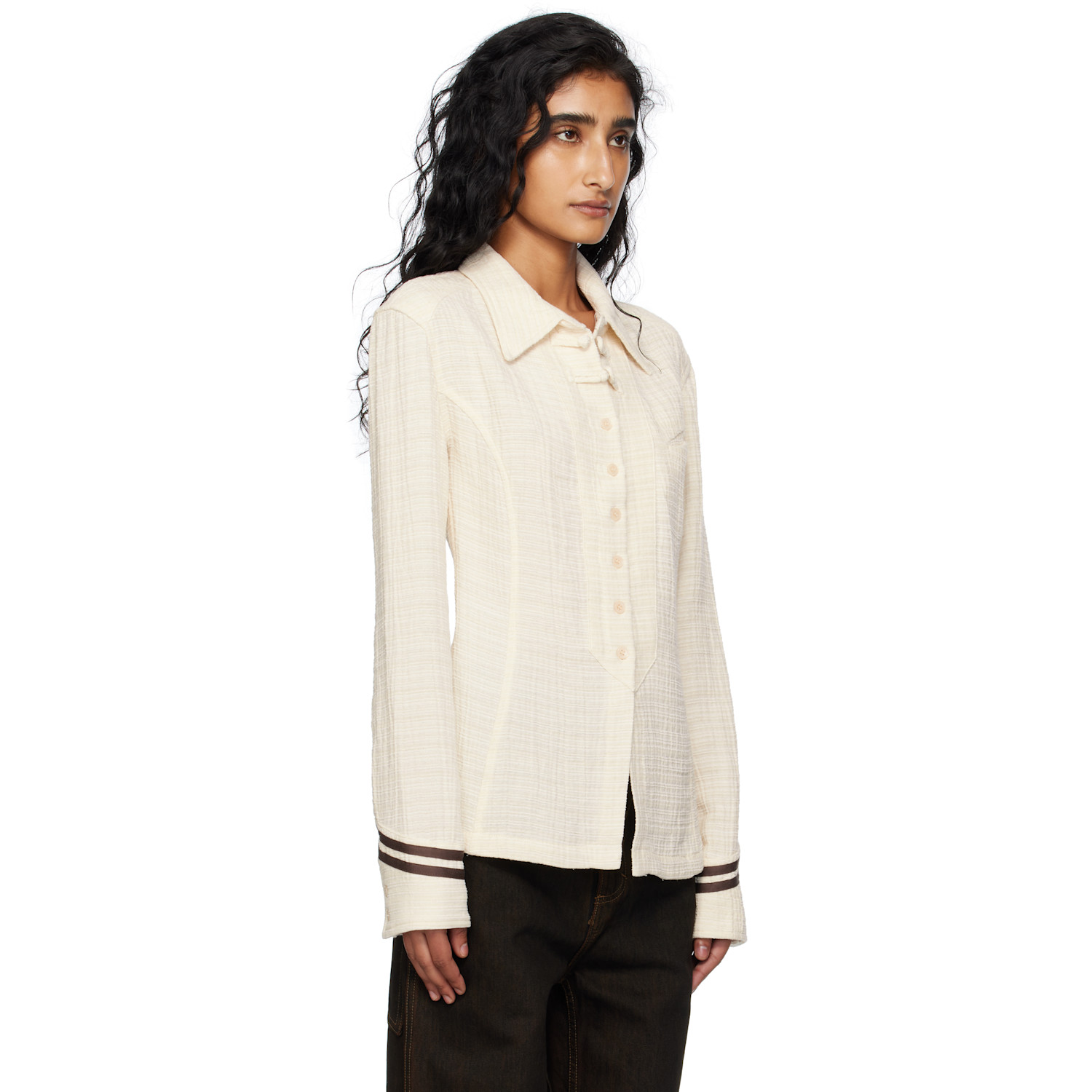  Open Yy Beige Sailor Cuffs Shirt 