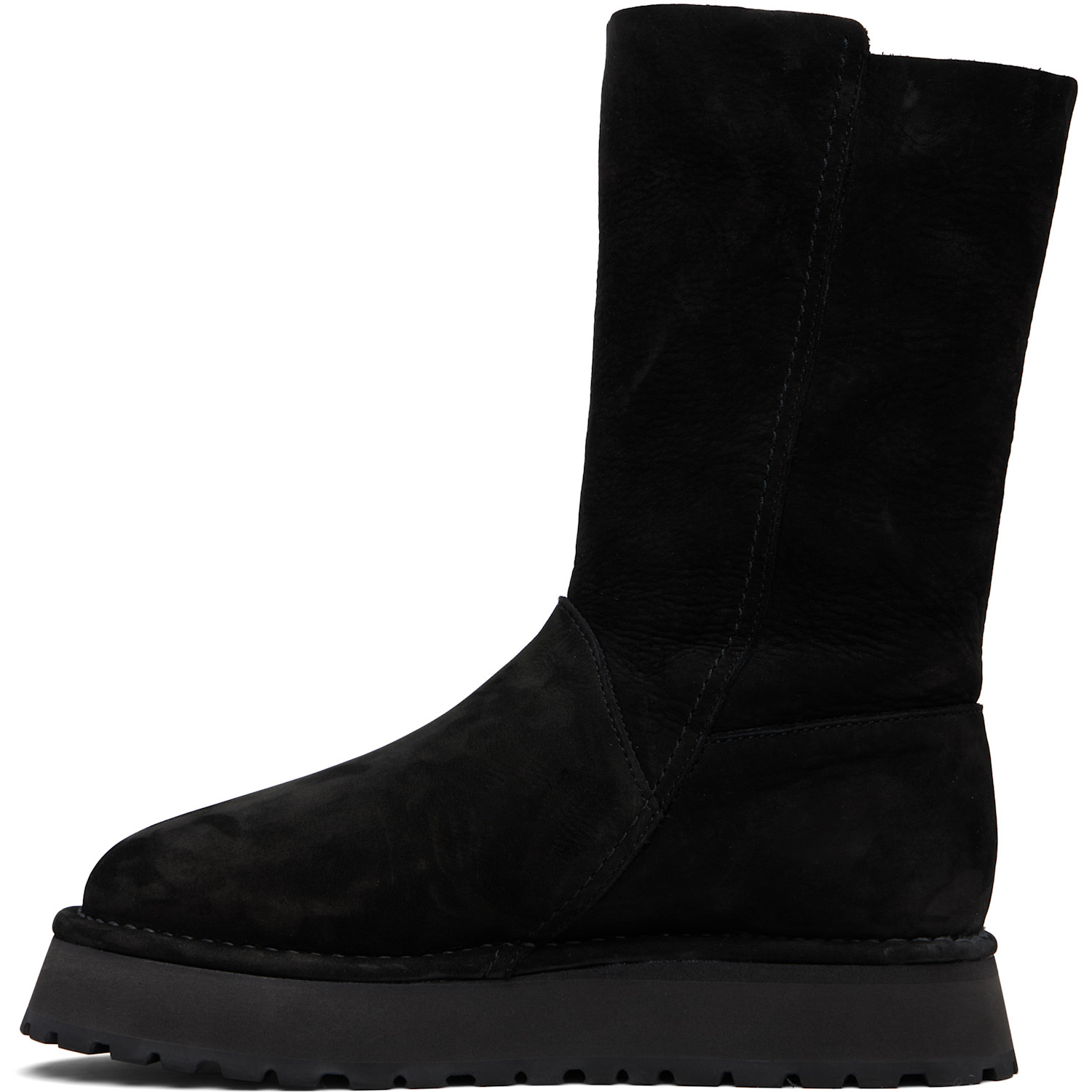  Y's Black Nubuck Leather Slip-on Boots 