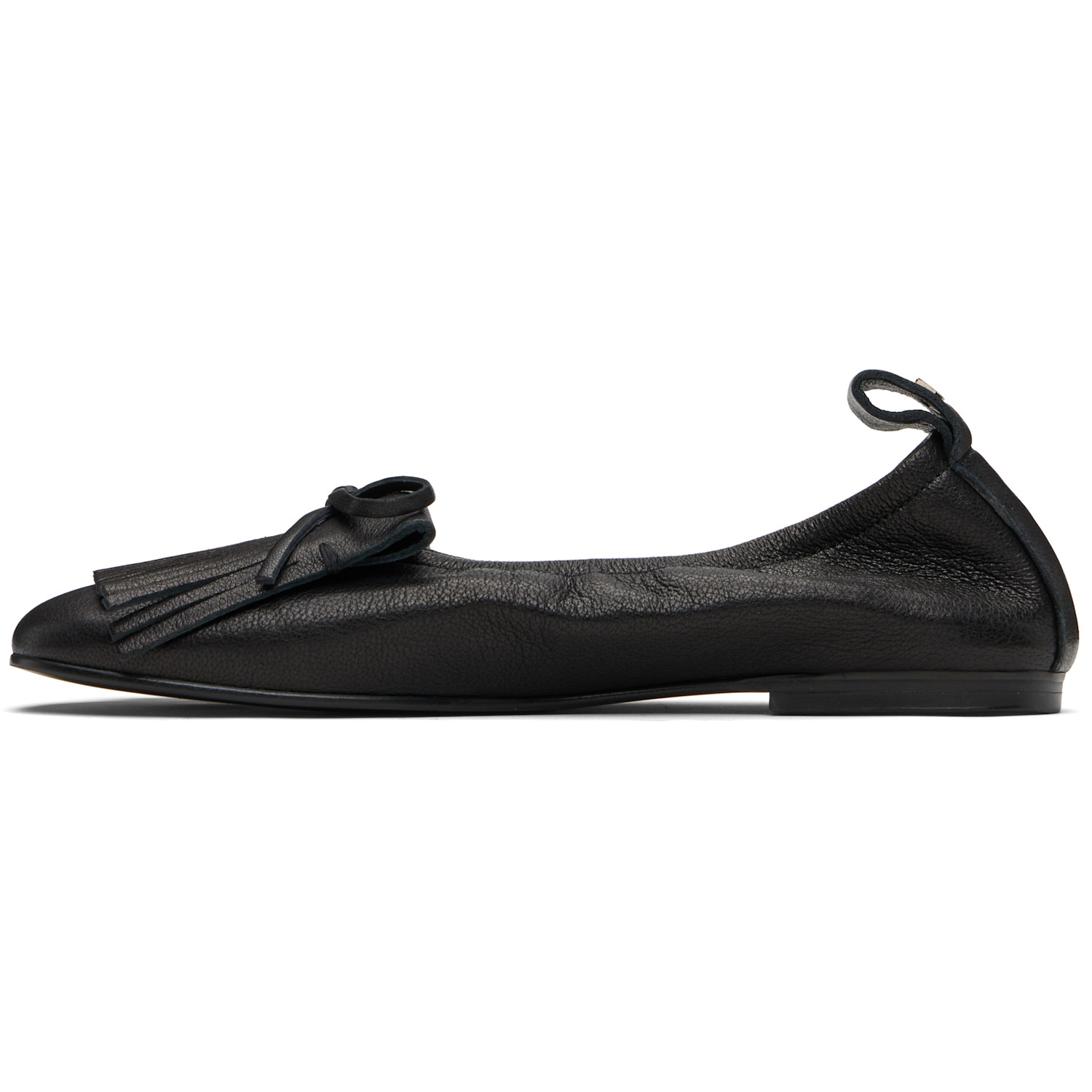 Open Yy Black Bun Fringe Ballerina Flats 