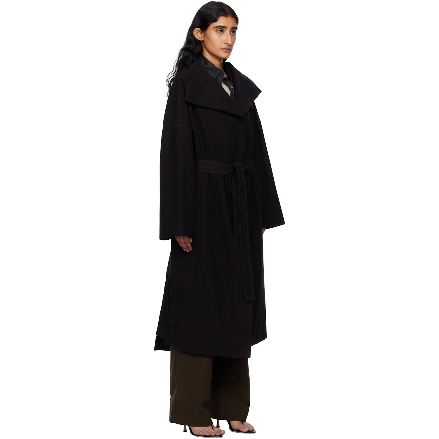  Gia Studios Manteau Long Grace Noir 