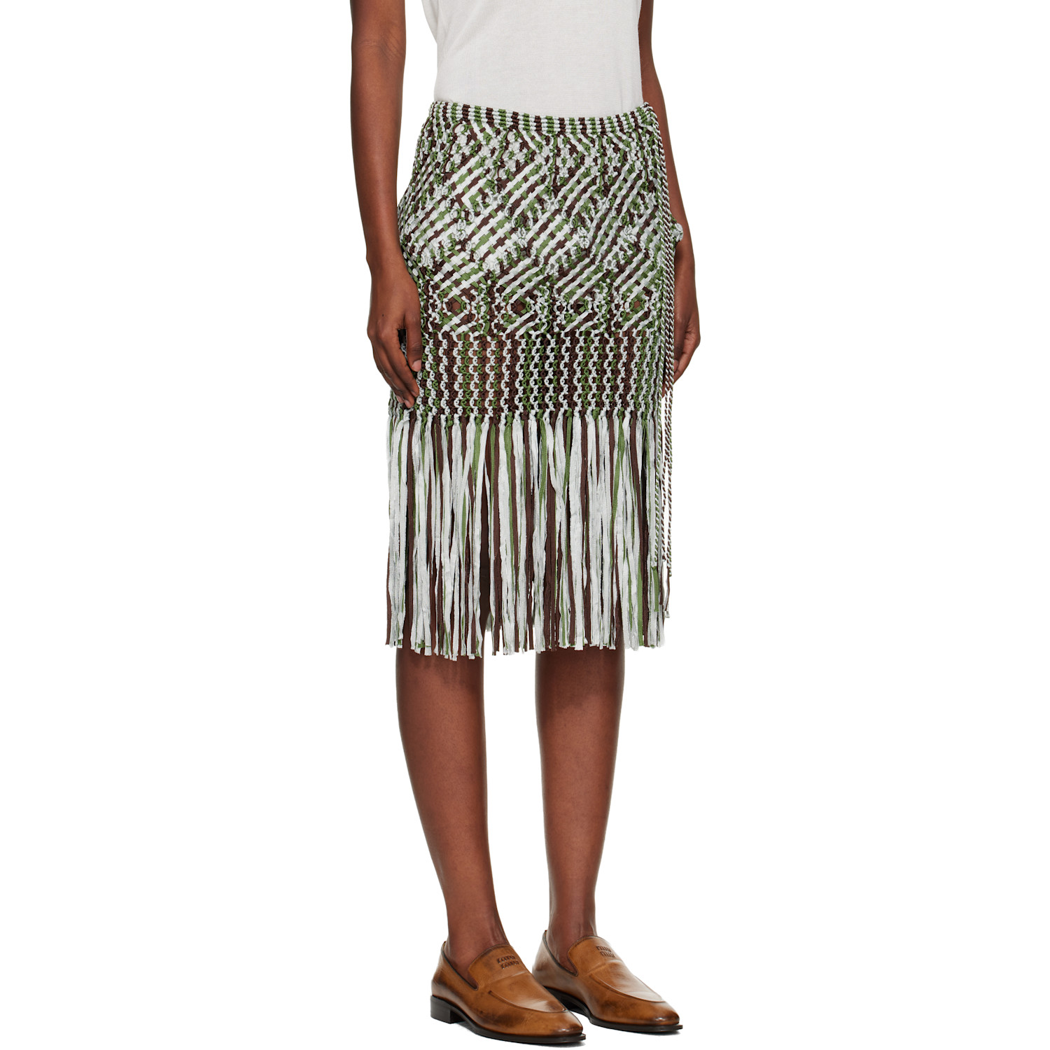  Wales Bonner Multicolor Java Macrame Midi Skirt 