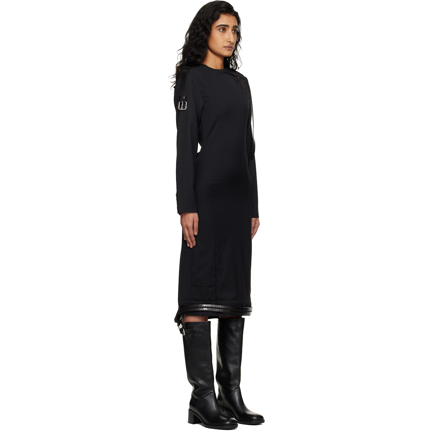  Hodakova Black Long Sleeve Double Sided Midi Dress 