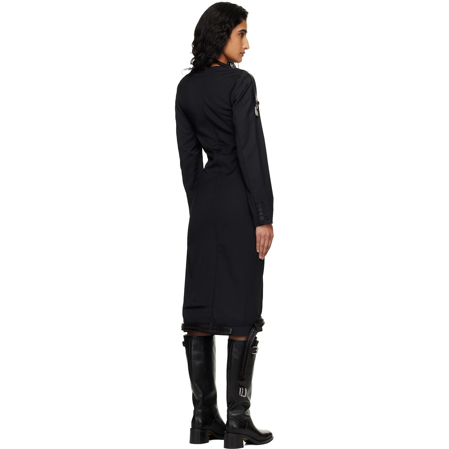  Hodakova Black Long Sleeve Double Sided Midi Dress 