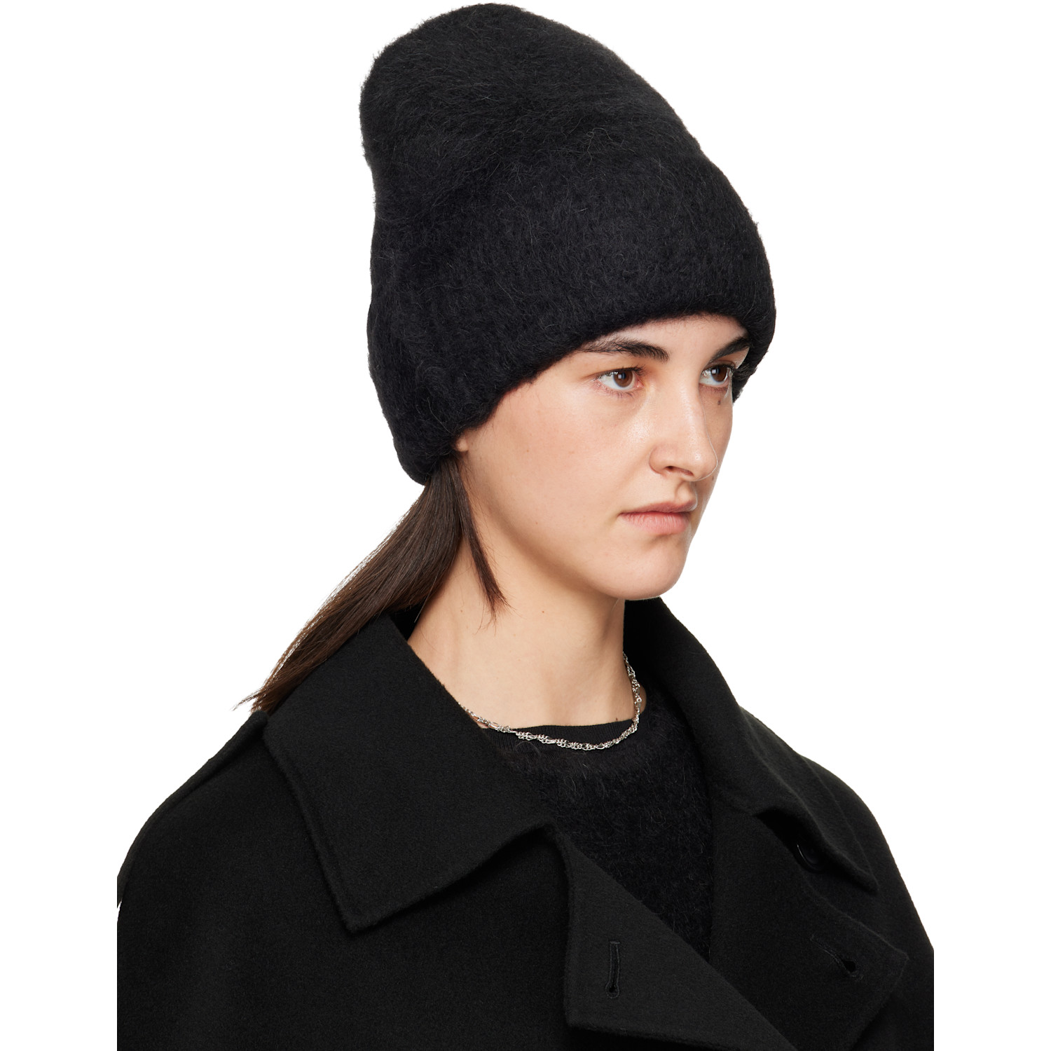  Toteme Black Alpaca Knit Beanie 