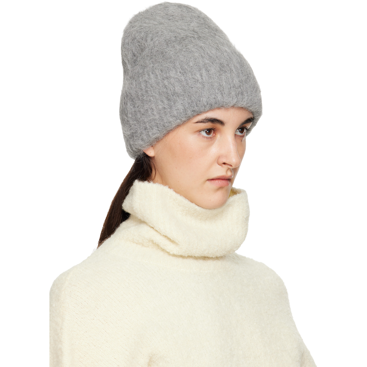  Toteme Gray Alpaca Knit Beanie 