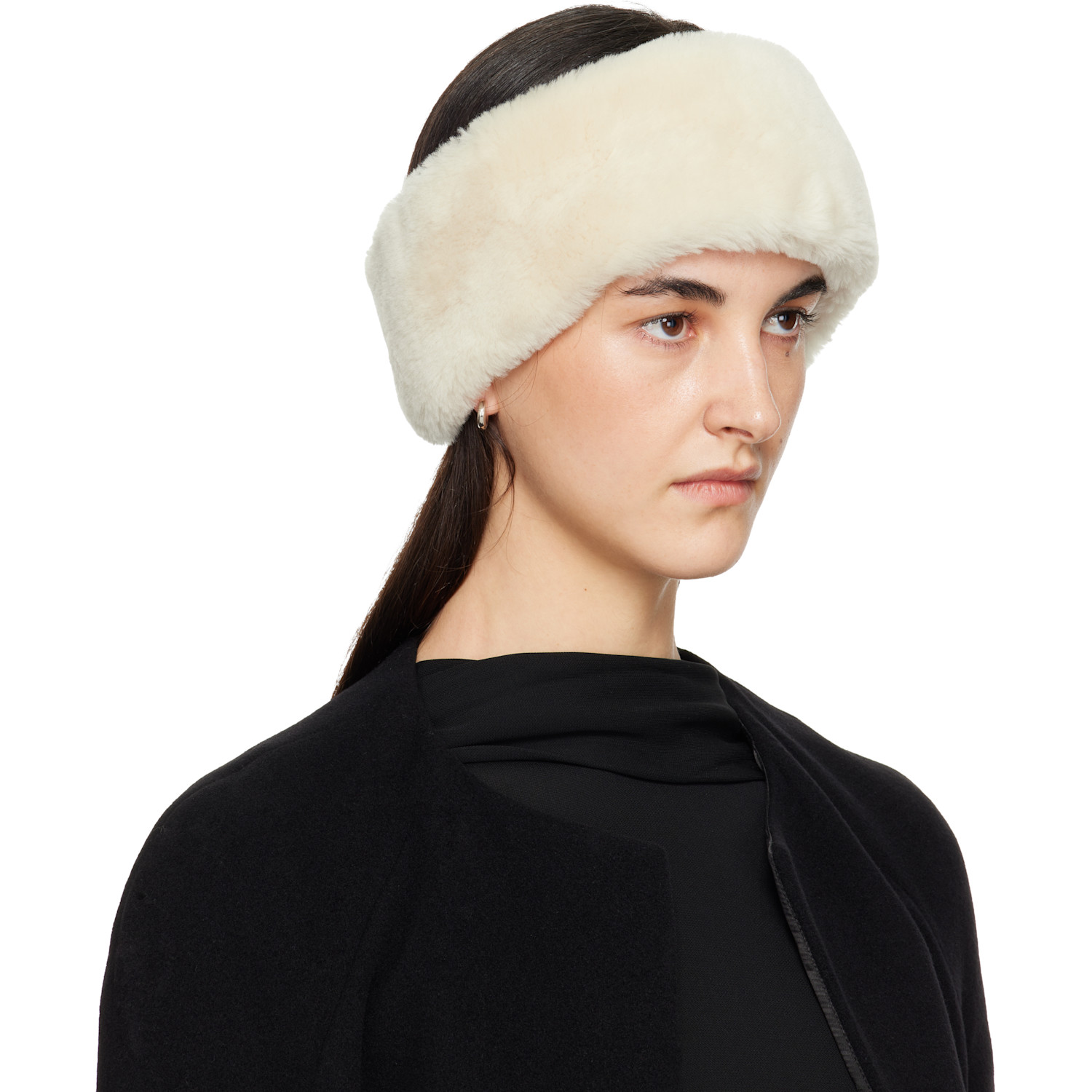  Toteme Off-white Double-sided Shearling Headband 