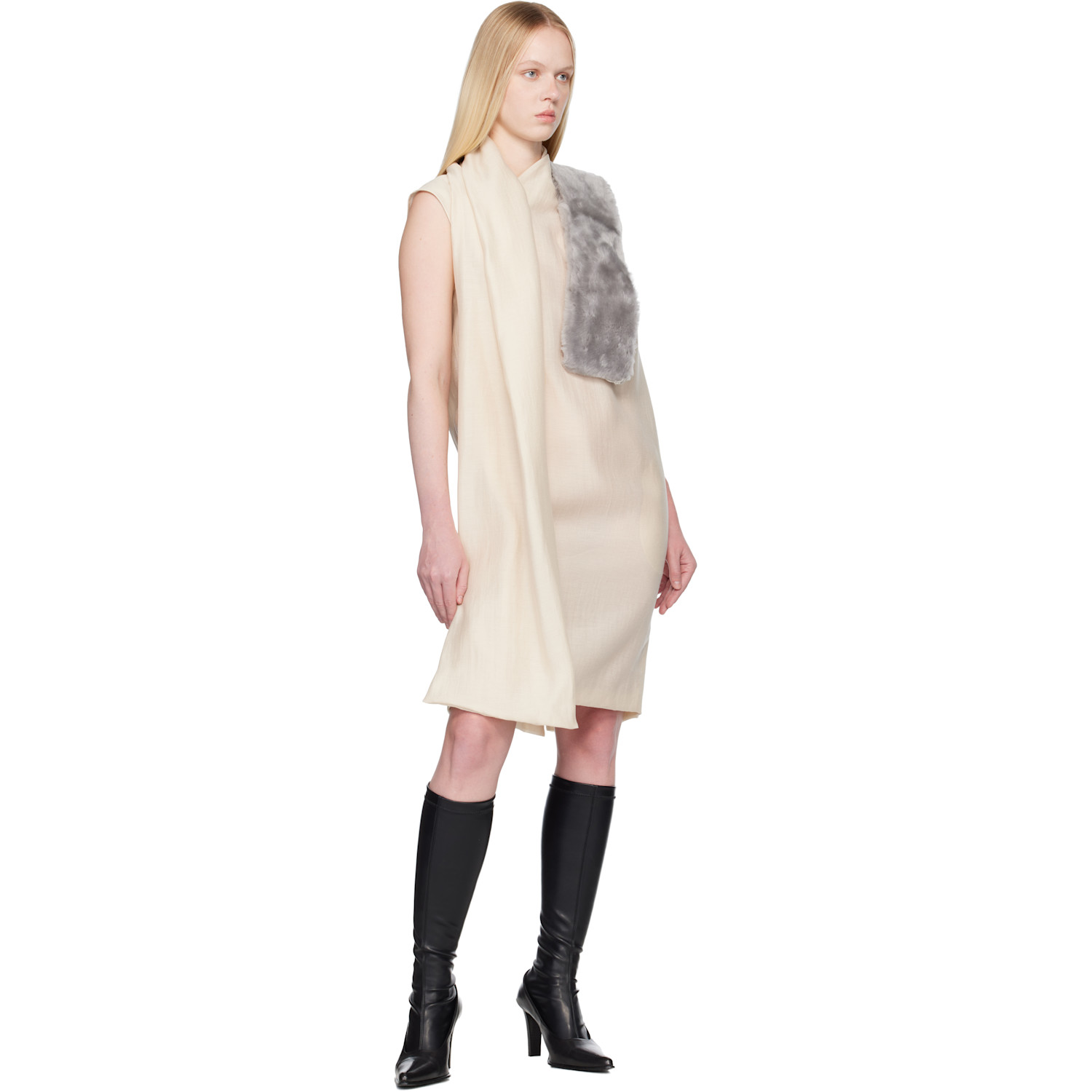  Toteme Gray Tuxedo Shearling Scarf 