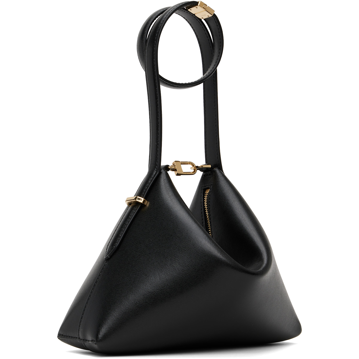  Toteme Black Bevel Leather Wristlet Clutch 
