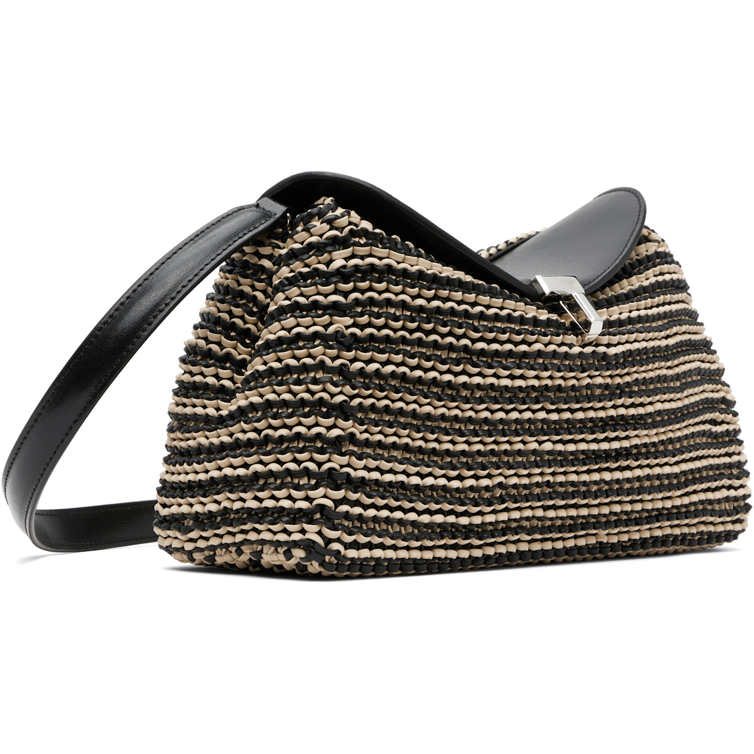  Toteme Black & Beige T-lock Woven-leather Clutch 