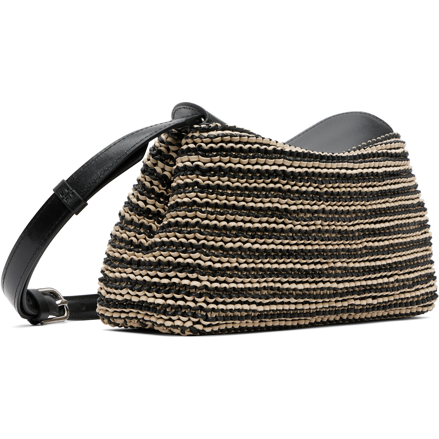  Toteme Black & Beige T-lock Woven-leather Clutch 