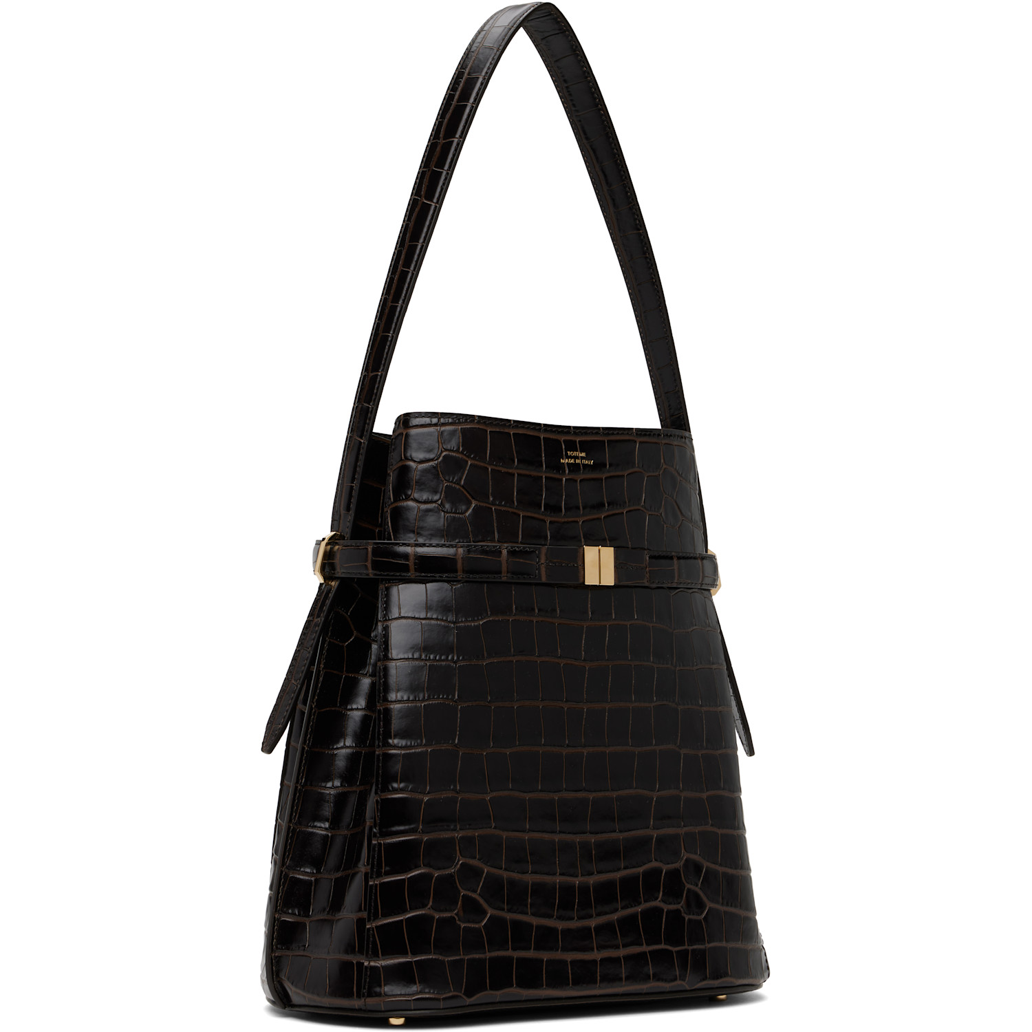  Toteme Brown Belted Croco-embossed Bucket Bag 