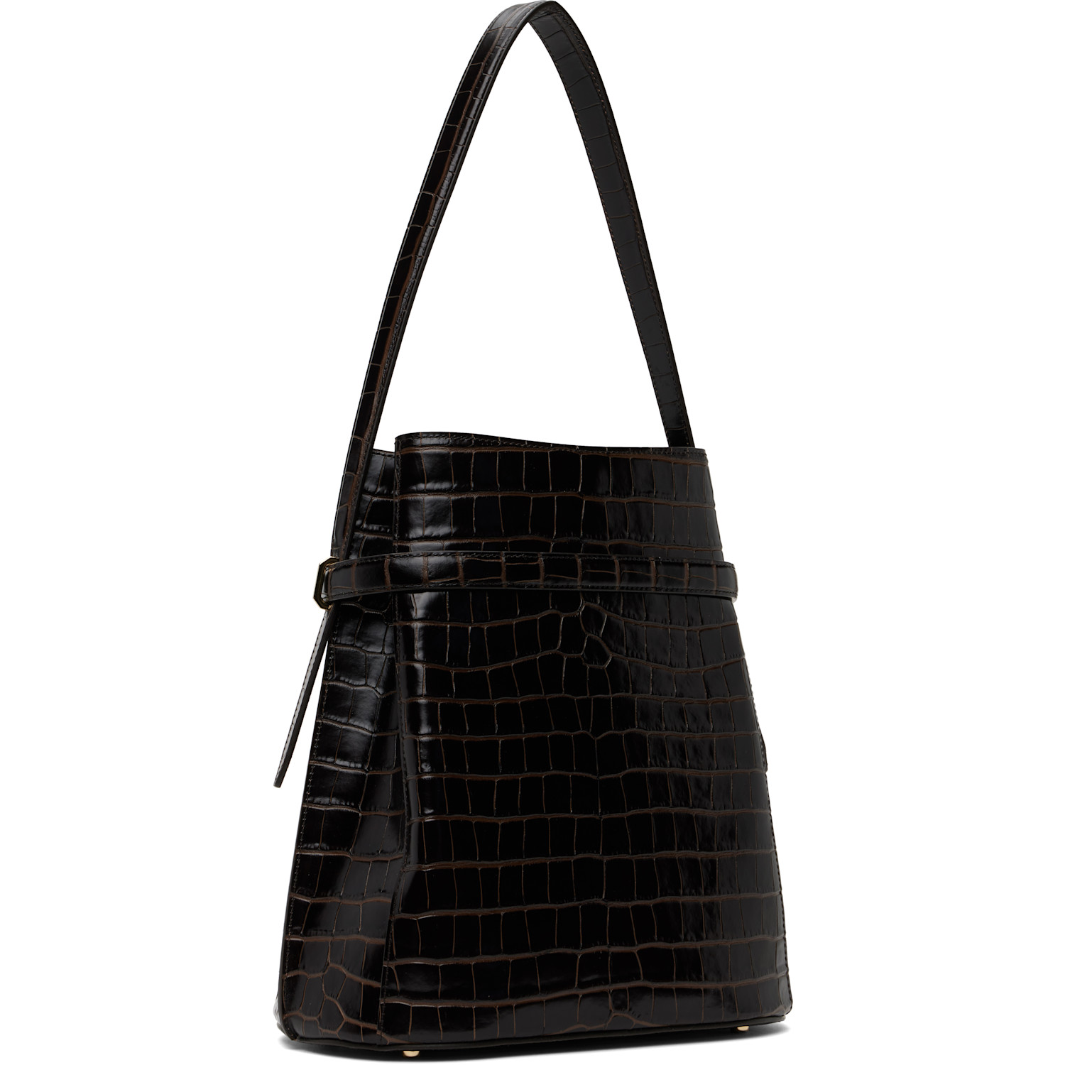  Toteme Brown Belted Croco-embossed Bucket Bag 