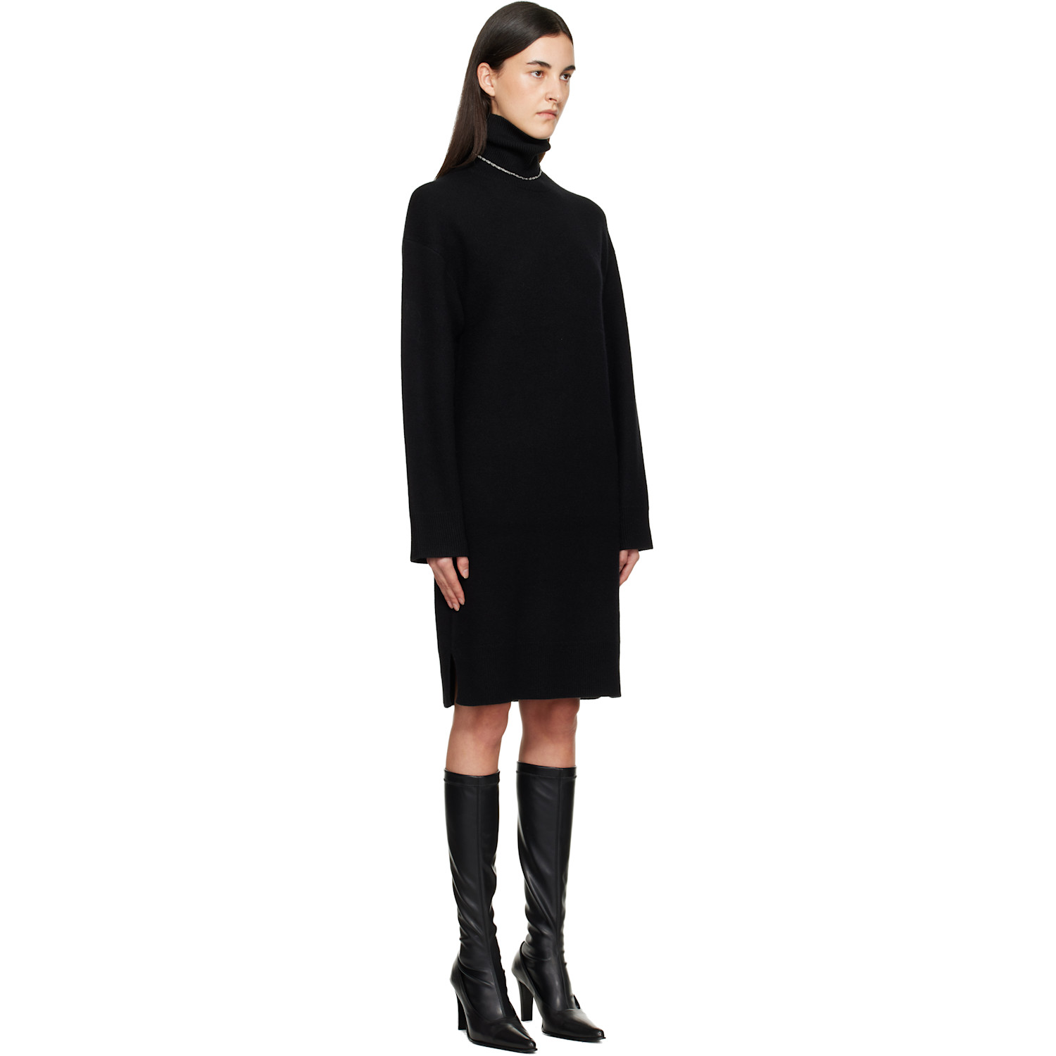  Toteme Black Broad Turtleneck Minidress 