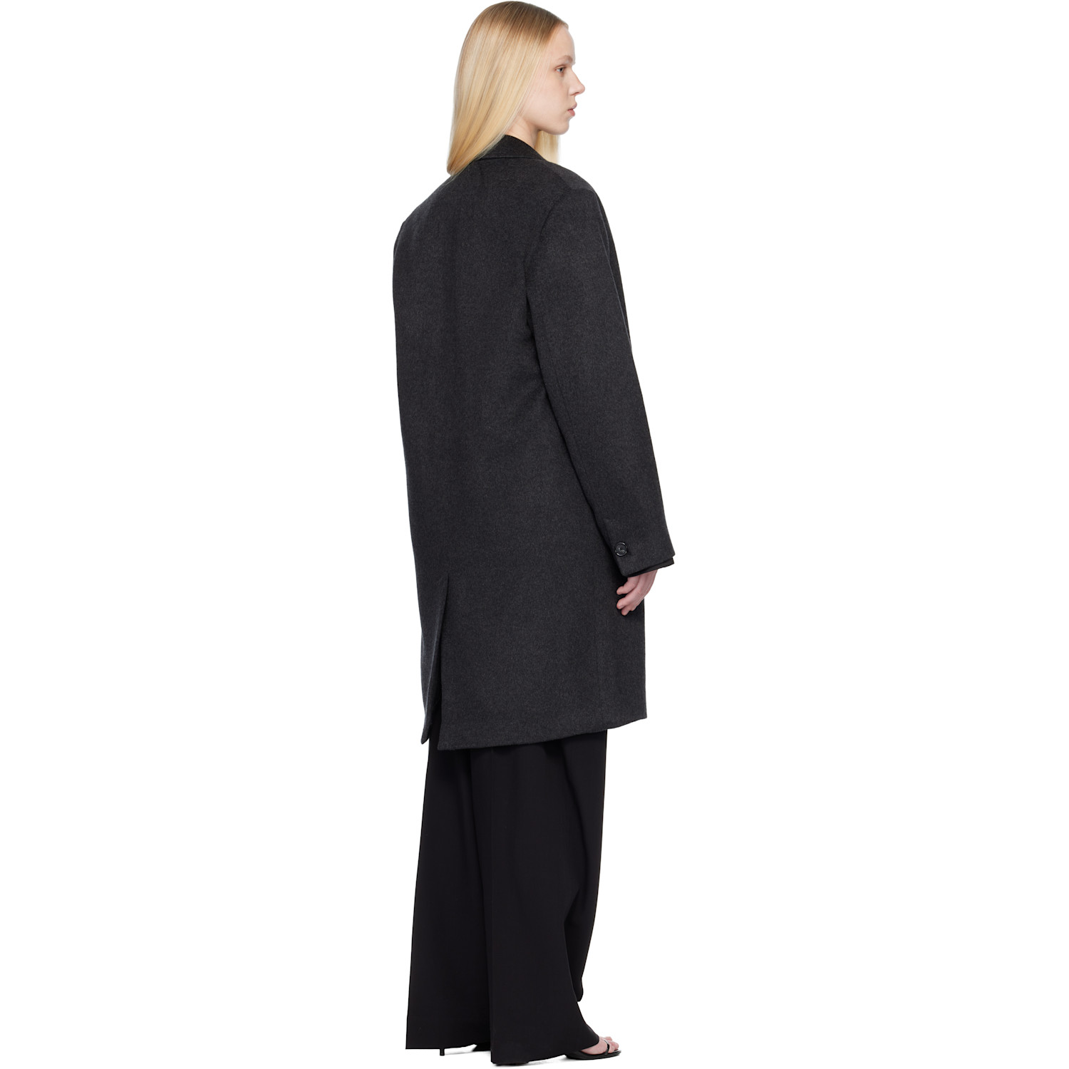  Toteme Gray Double-breasted Cashmere Coat 