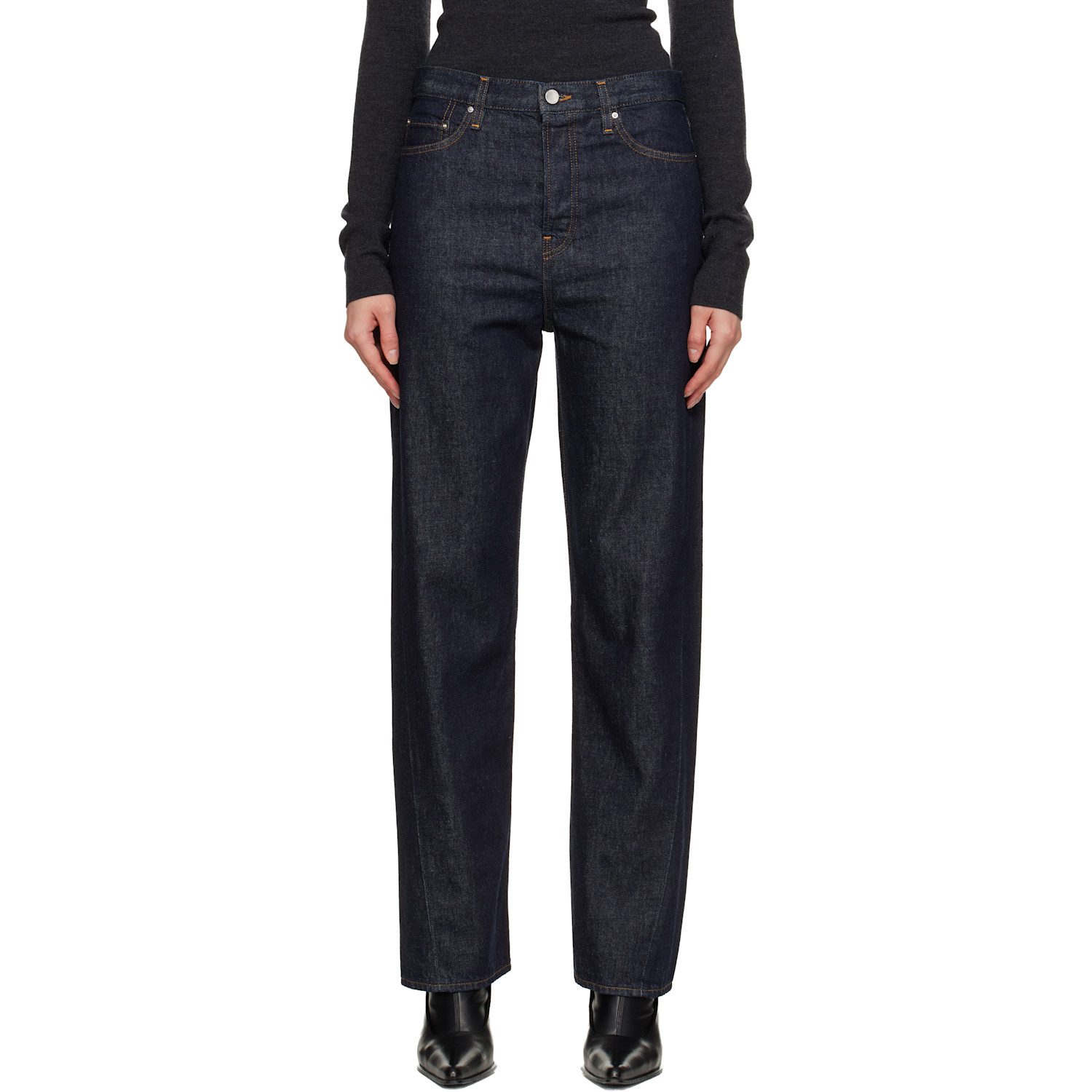 TOTEME Navy Twisted Seam Full Length Jeans