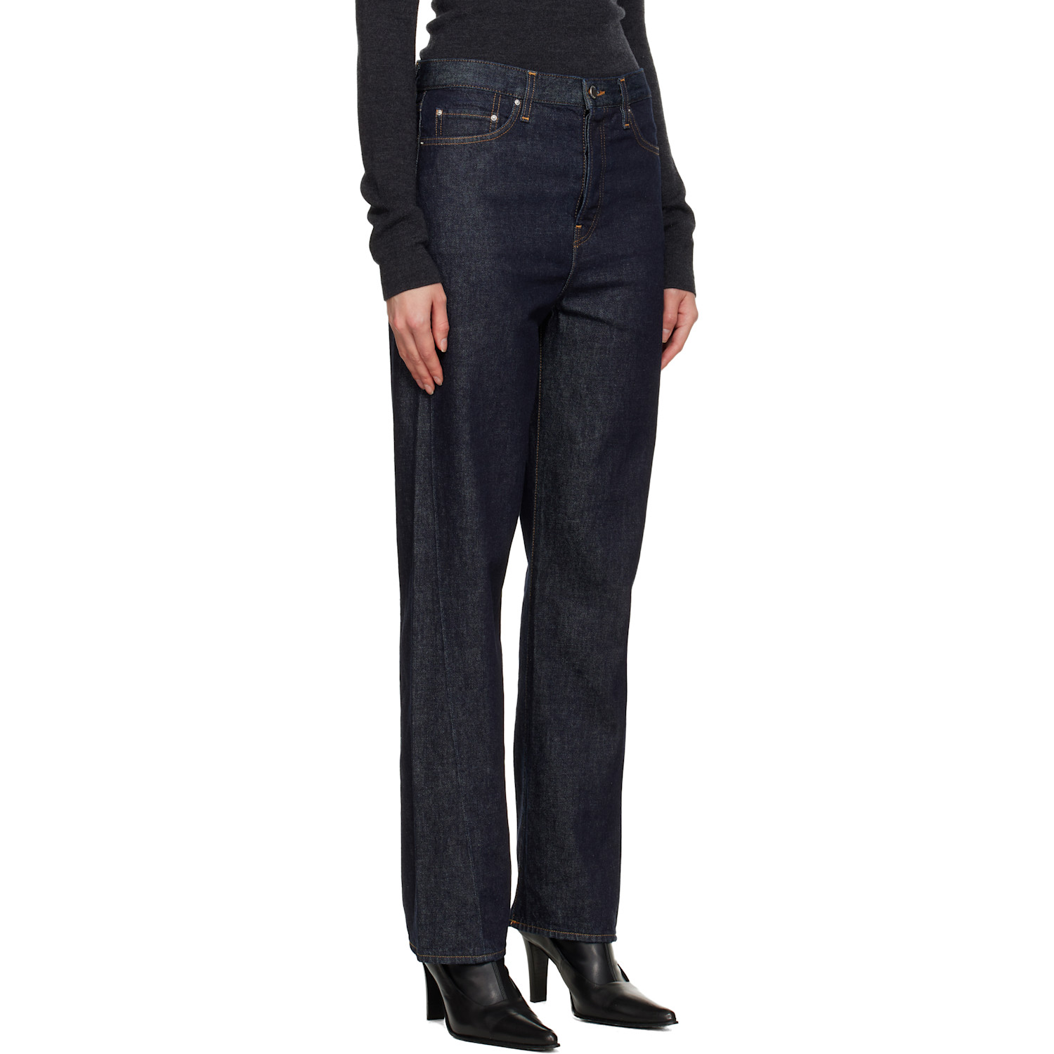  Toteme Navy Twisted Seam Full Length Jeans 