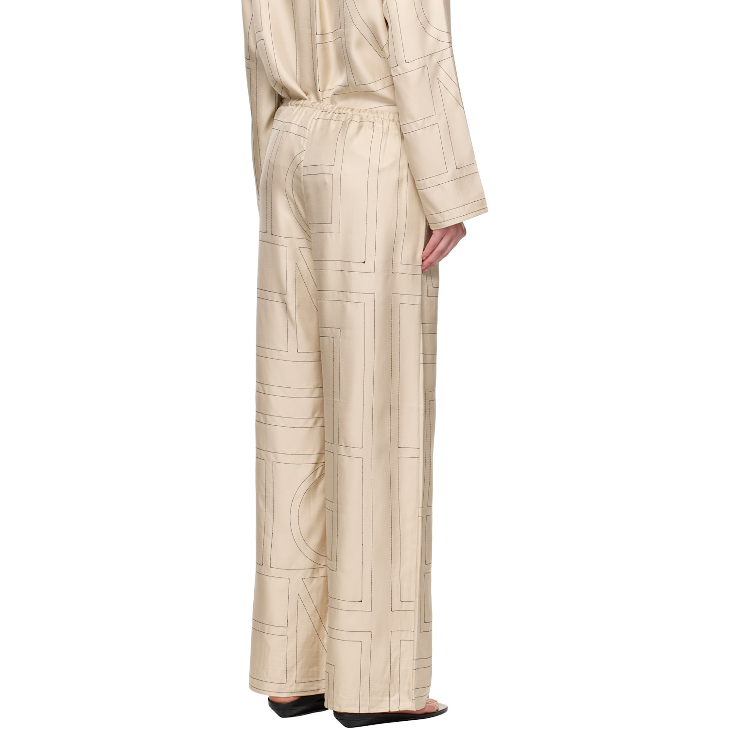  Toteme Off-white Monogram Silk Pj Lounge Pants 