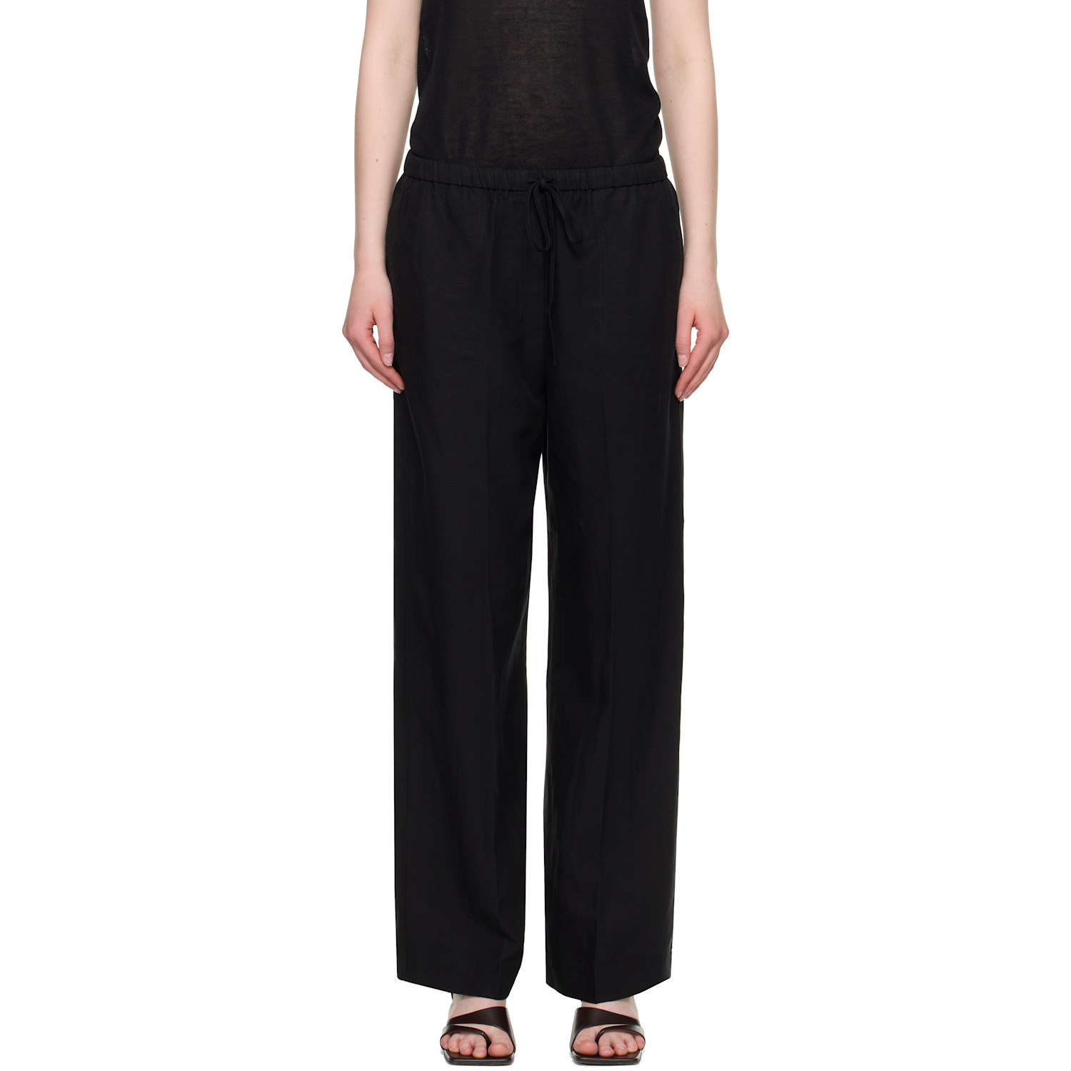 TOTEME Black Fluid Drawstring Lounge Pants