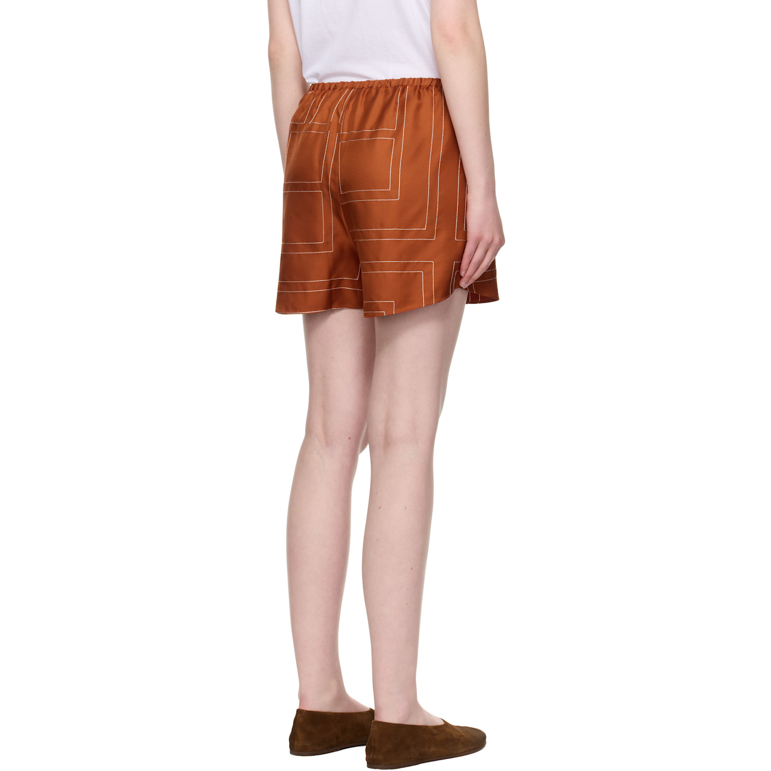  Toteme Orange Monogram Silk Pj Shorts 