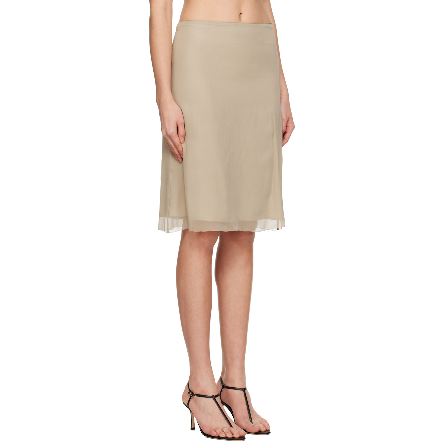  Toteme Beige Chiffon Slip Midi Skirt 