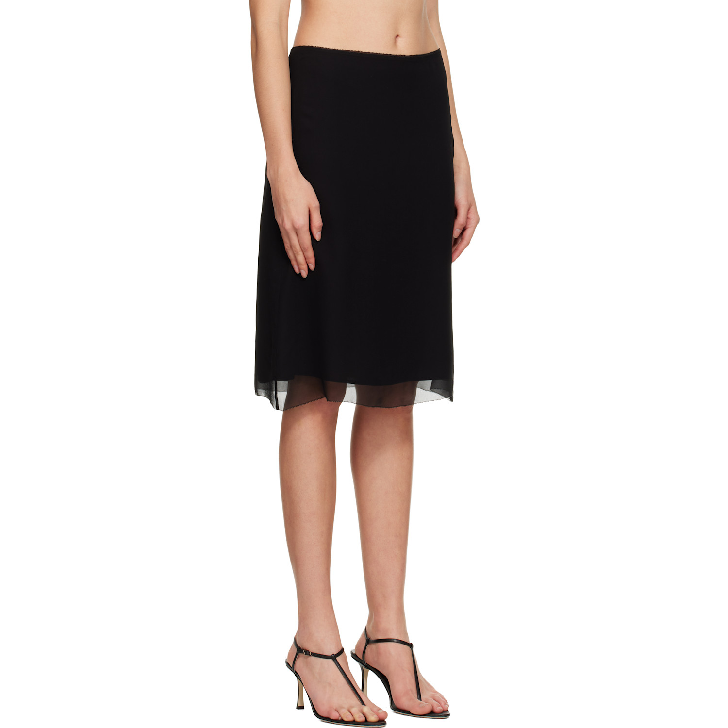  Toteme Black Chiffon Slip Midi Skirt 