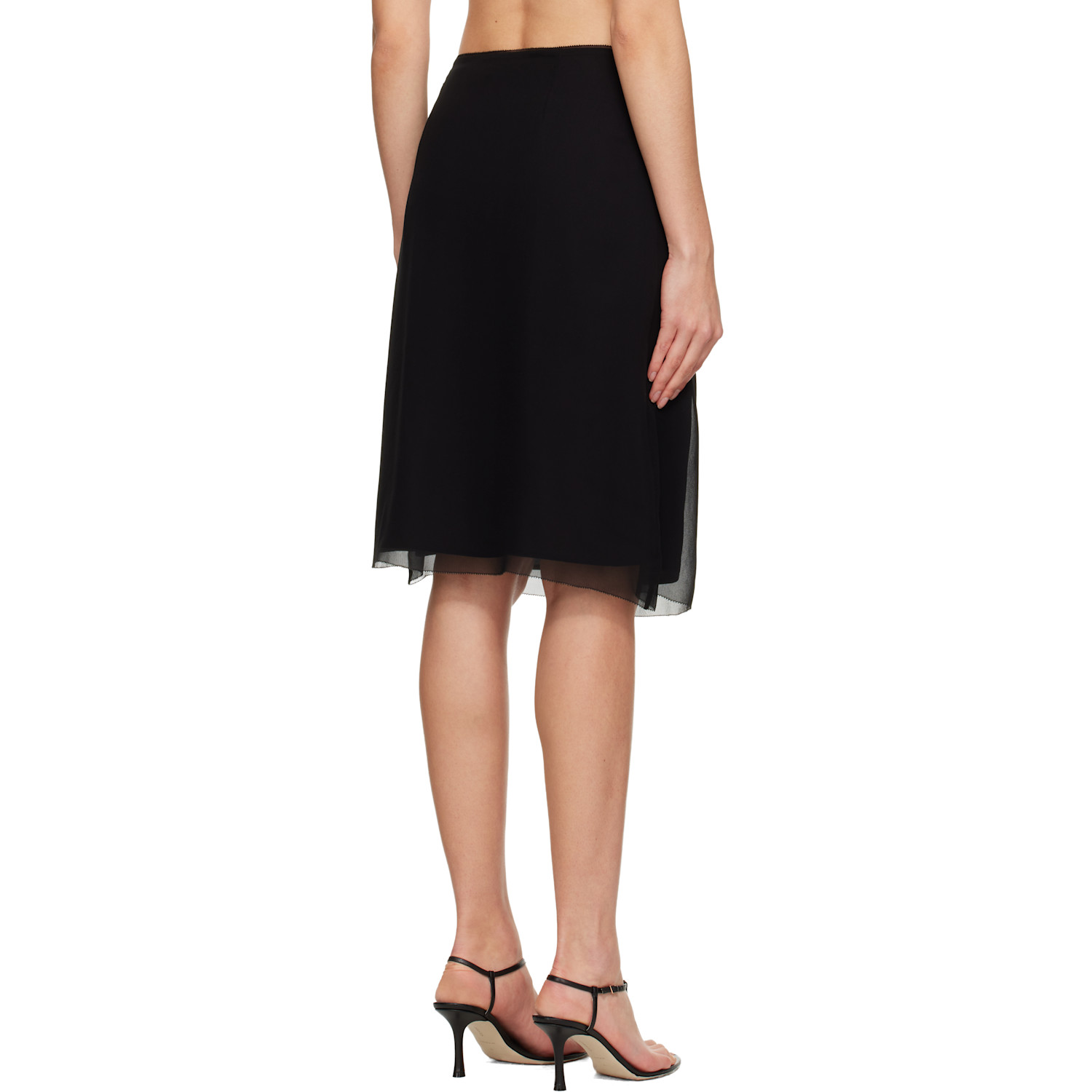  Toteme Black Chiffon Slip Midi Skirt 