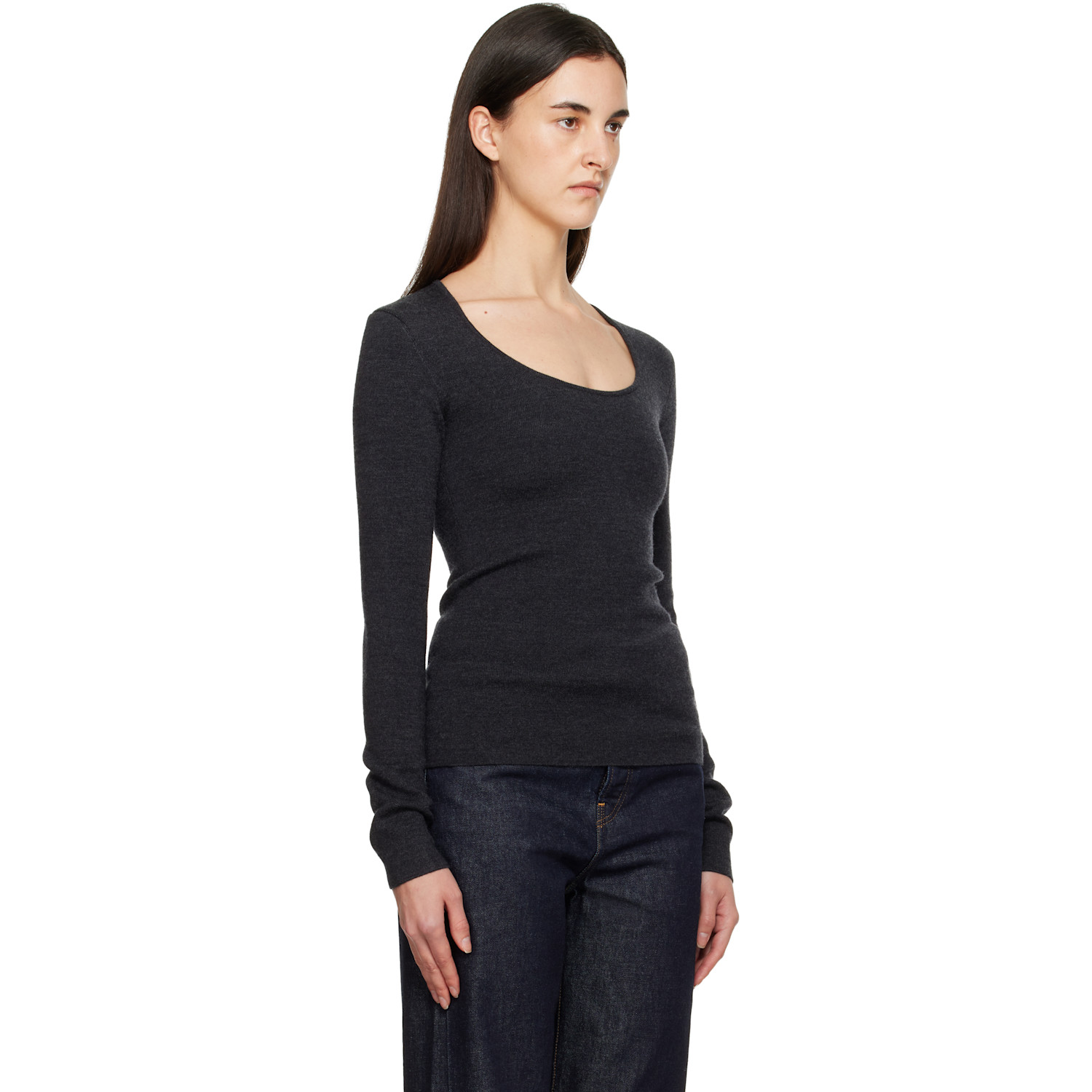  Toteme Gray Compact Knit Top 
