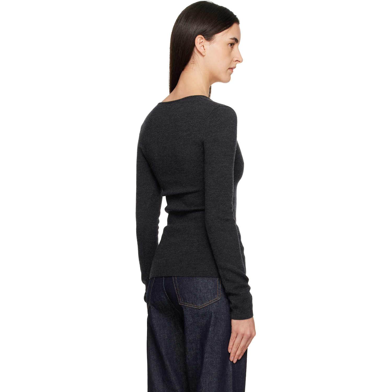  Toteme Gray Compact Knit Top 