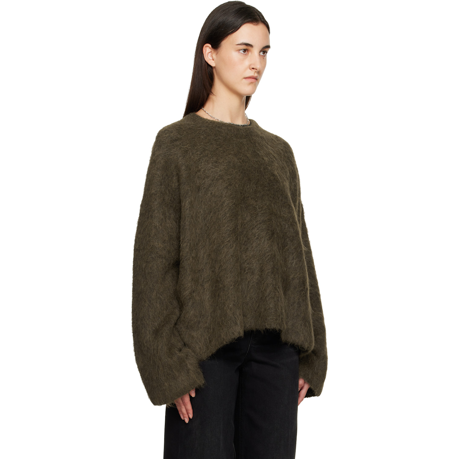  Toteme Brown Boxy Alpaca Knit Sweater 