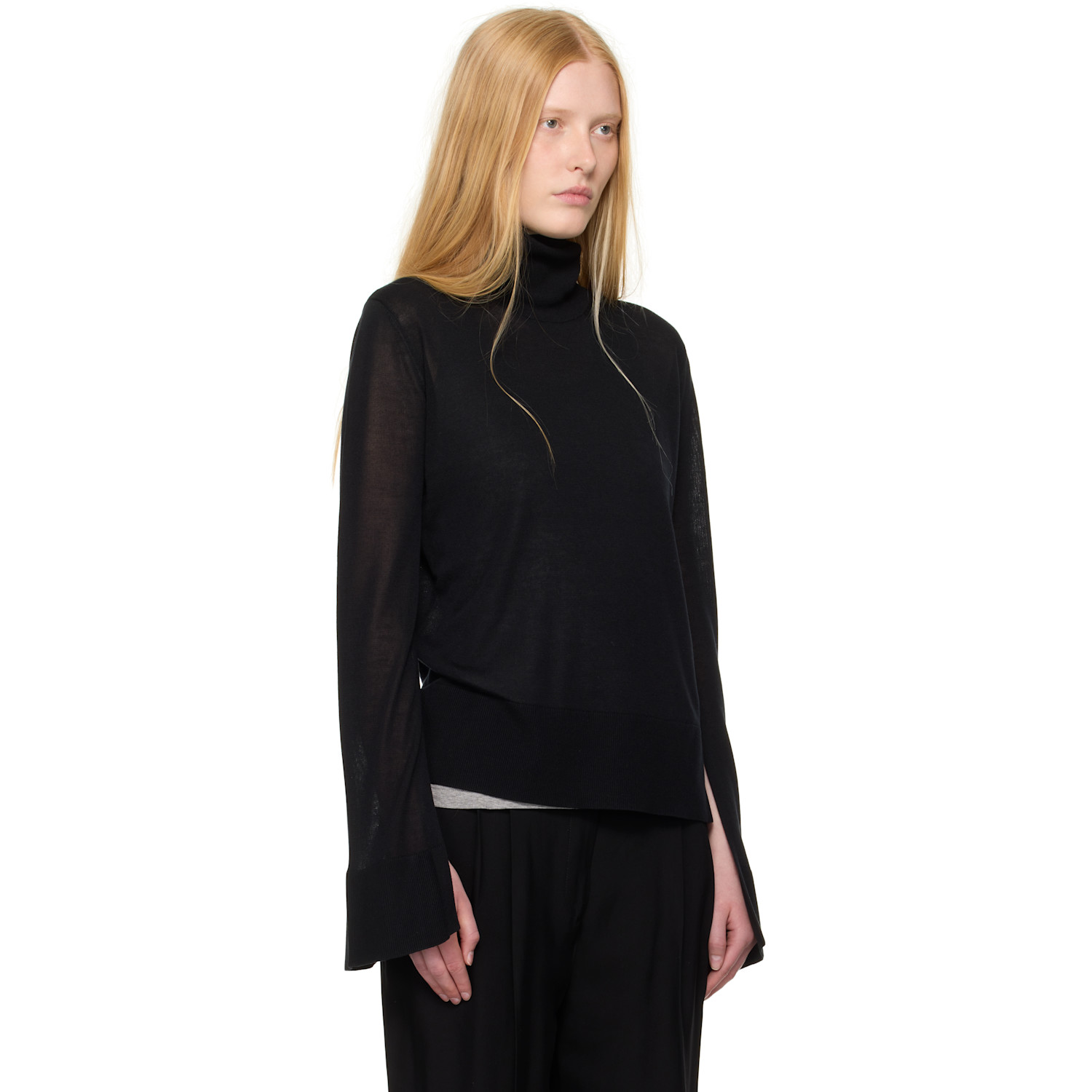  Toteme Black Slit Sleeve Turtleneck 