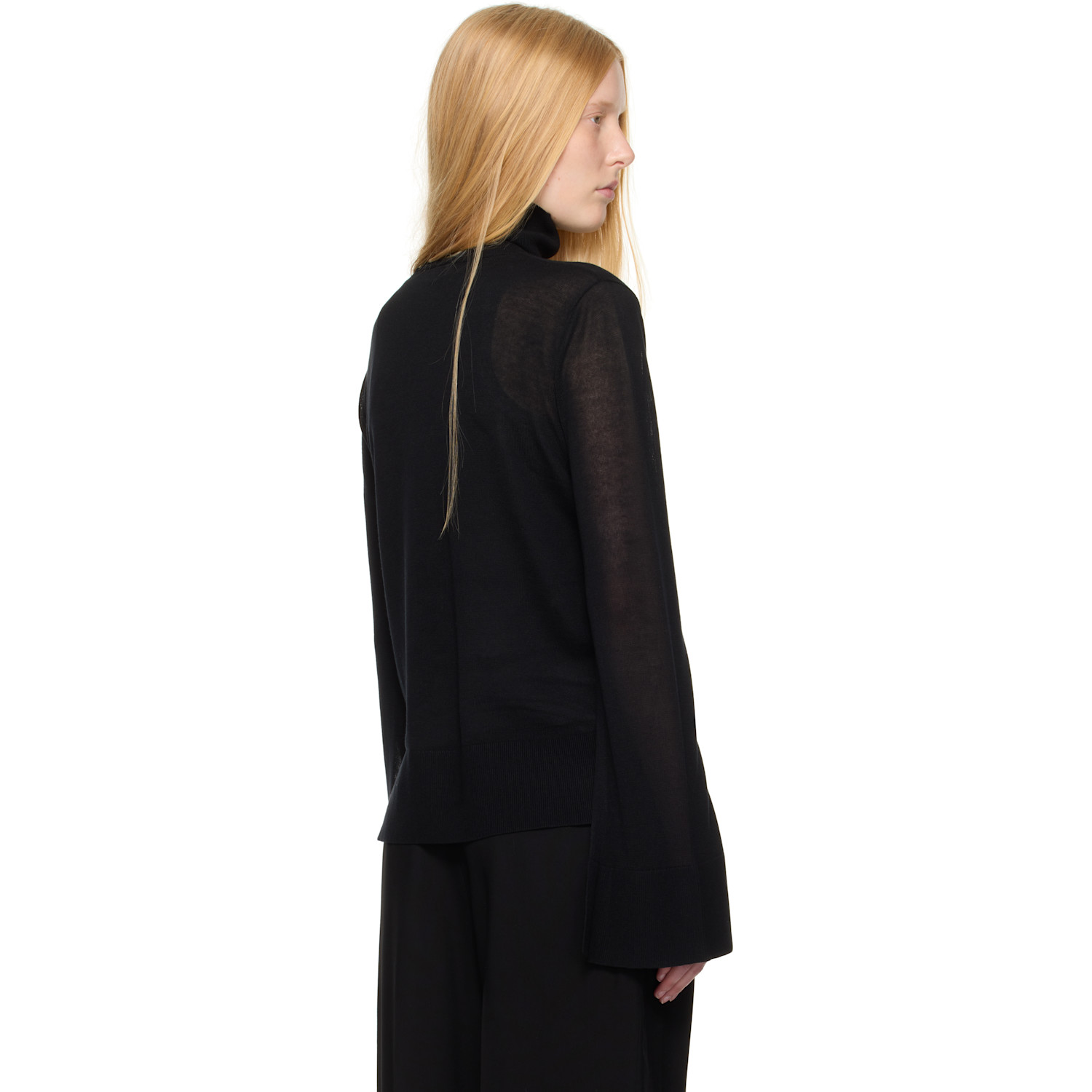  Toteme Black Slit Sleeve Turtleneck 
