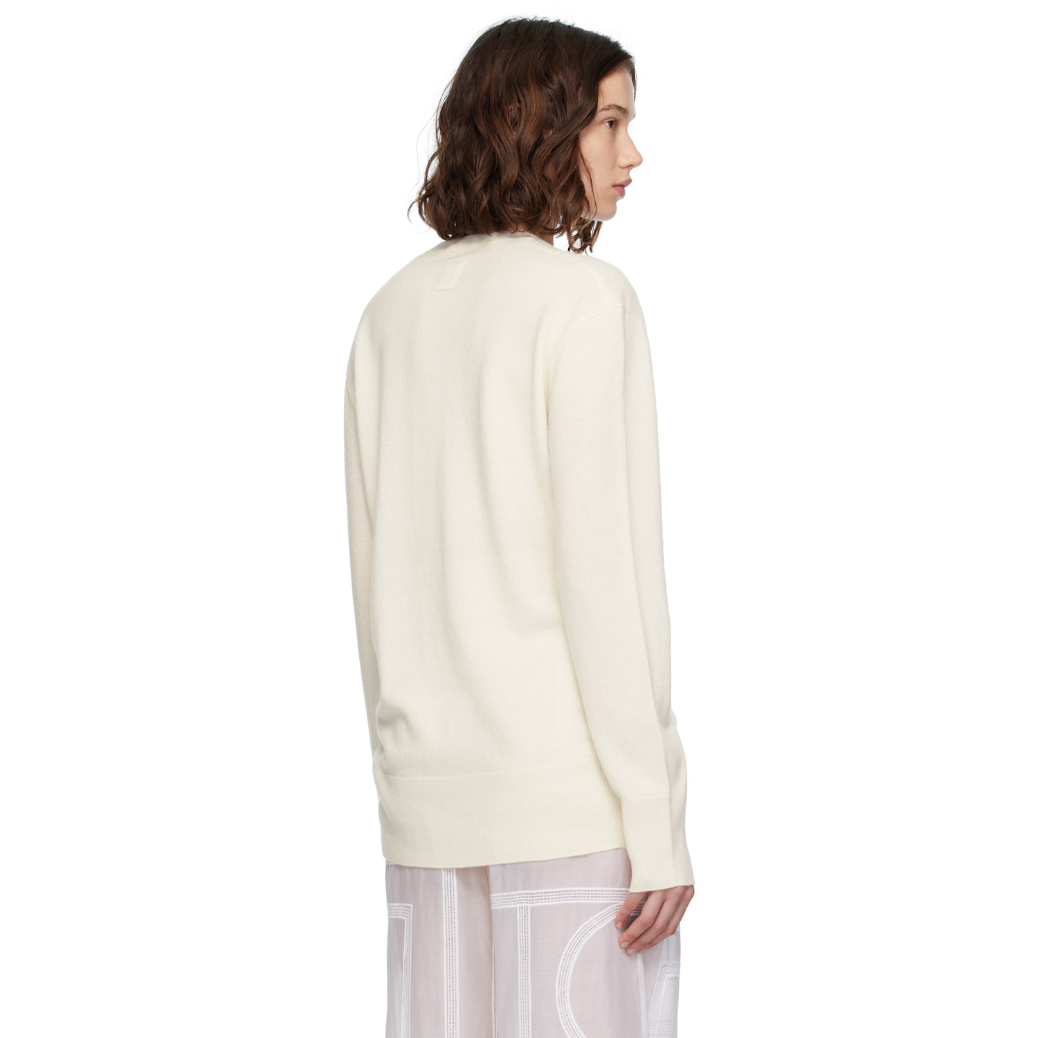  Toteme Off-white Cashmere V-neck Knit Sweater 
