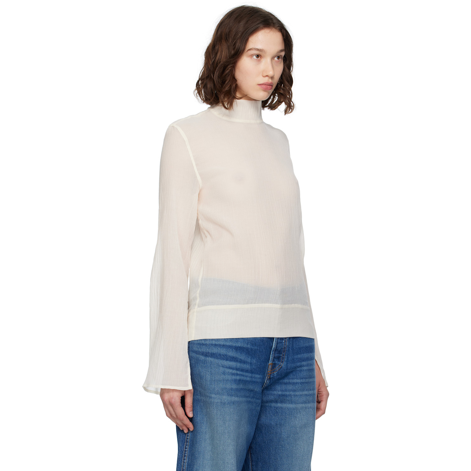 Toteme Off-white Slit Sleeve Blouse 