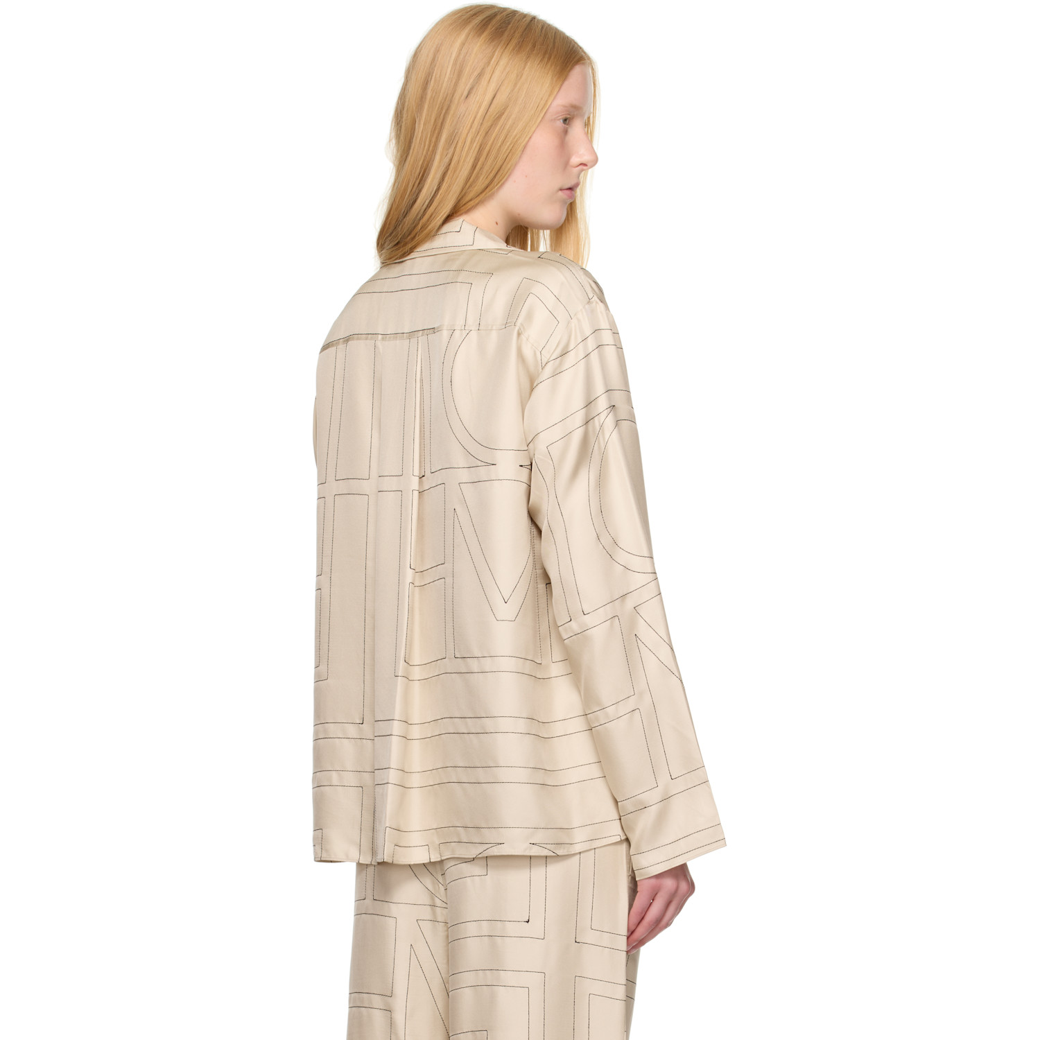  Toteme Beige Monogram Silk Shirt 