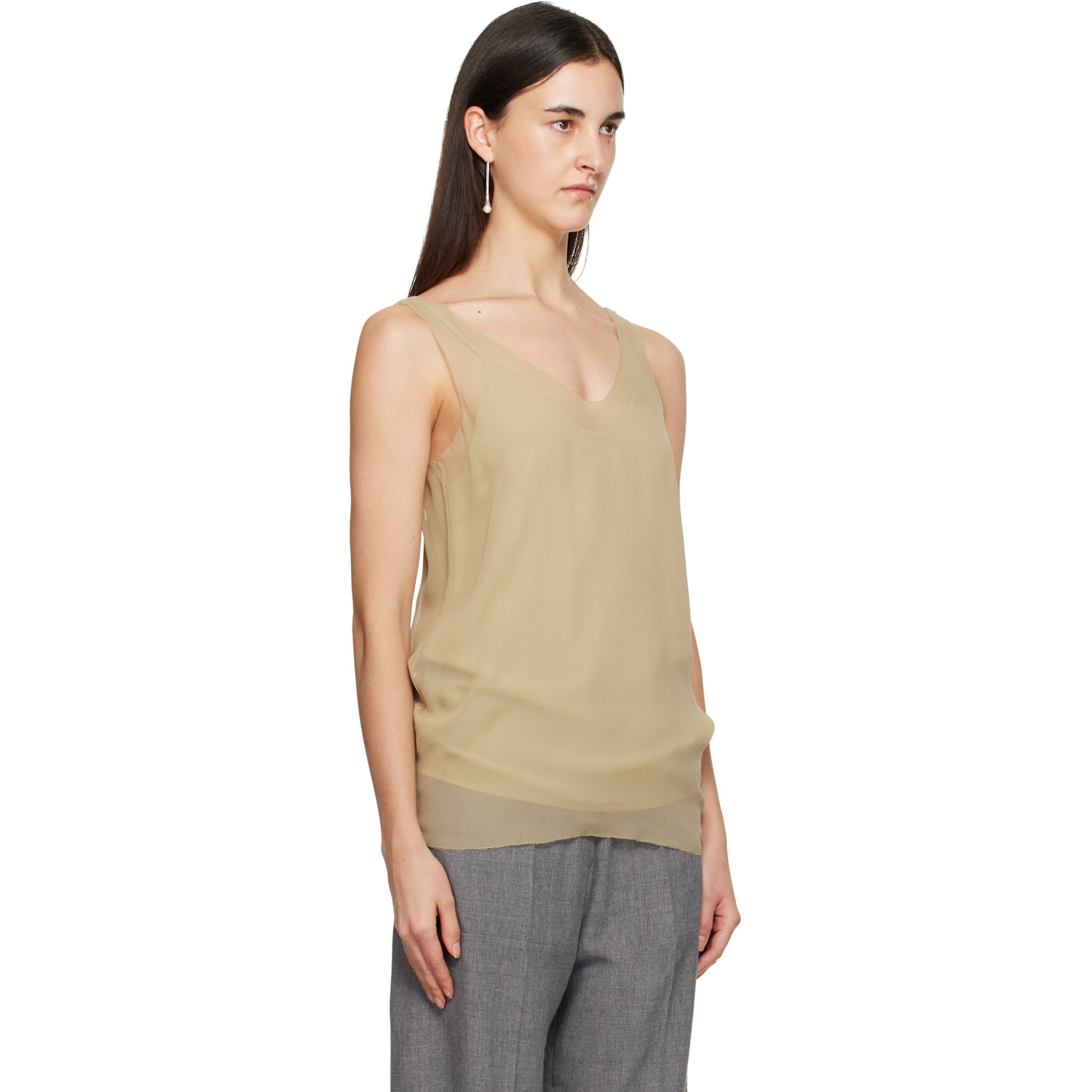  Toteme Beige Chiffon Slip Top 