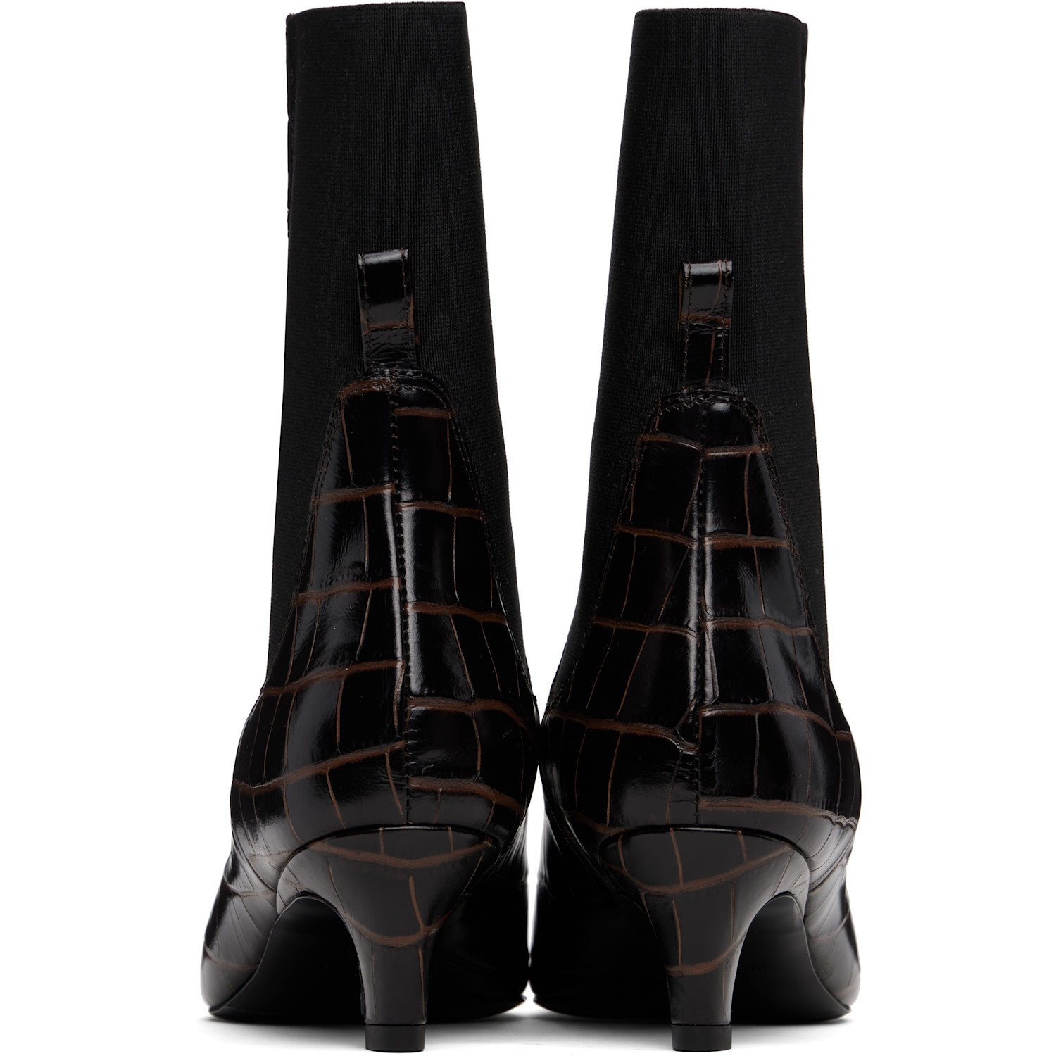  Toteme Brown Croco-embossed Mid-heel Boots 