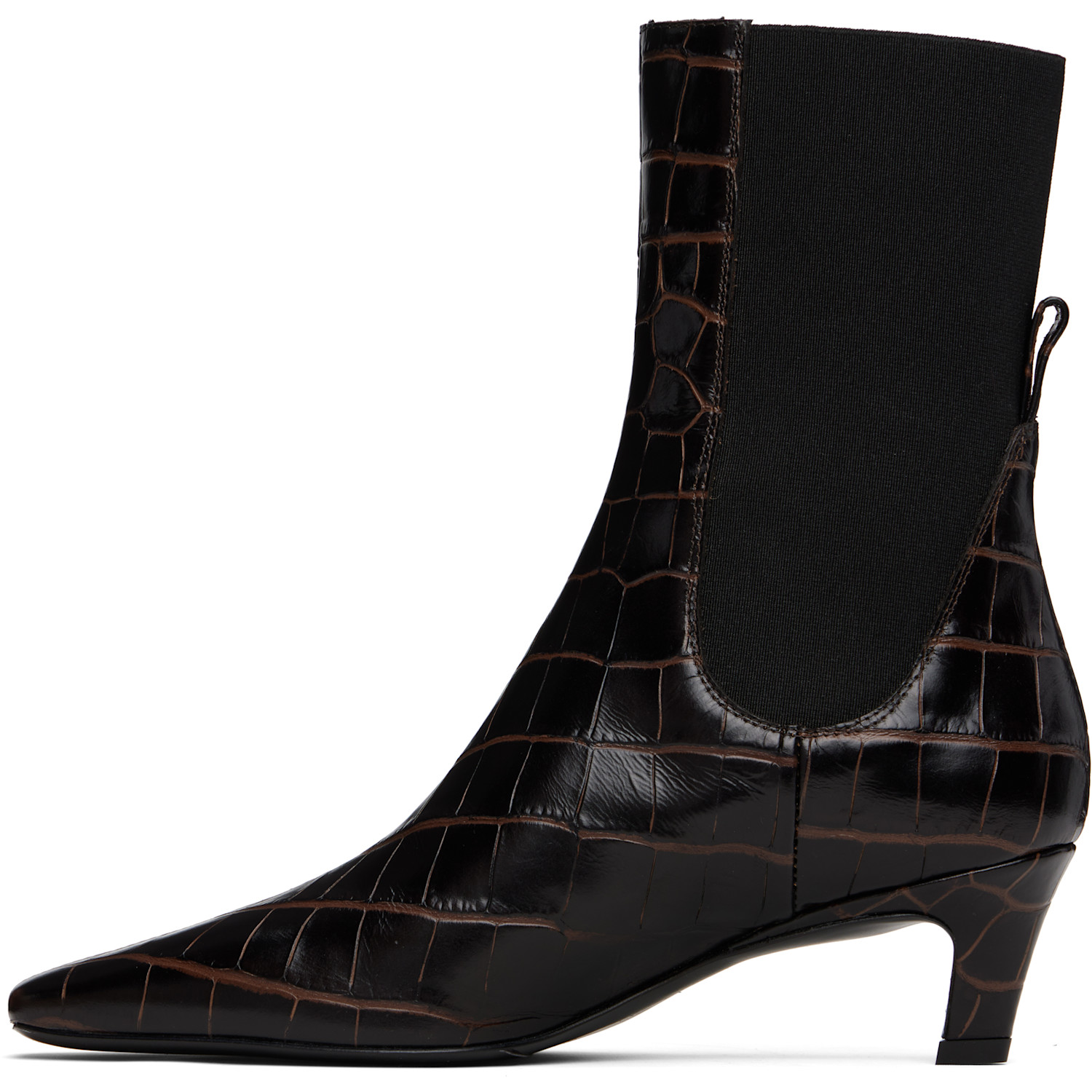  Toteme Brown Croco-embossed Mid-heel Boots 