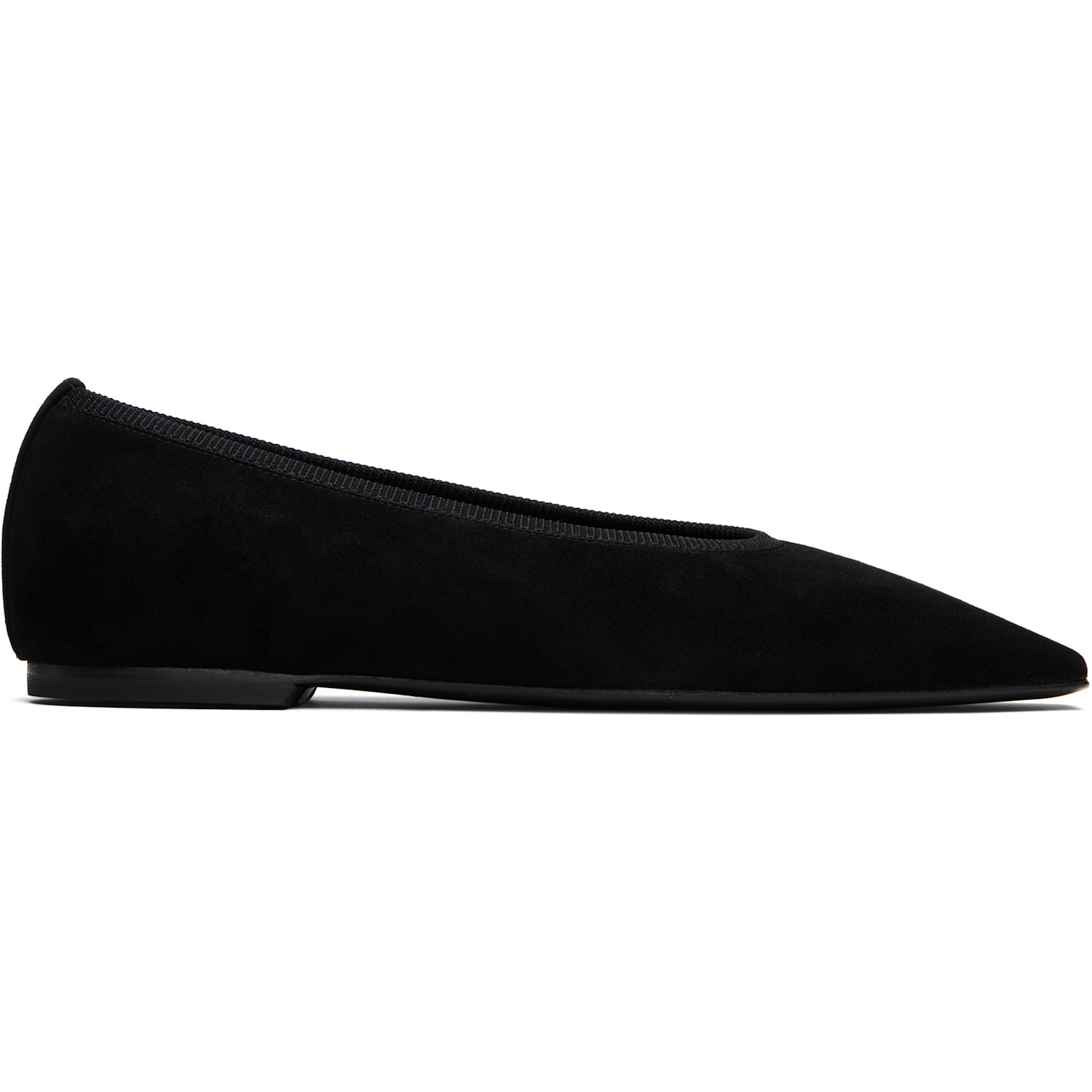 TOTEME Black Minimalist Suede Ballerina Flats