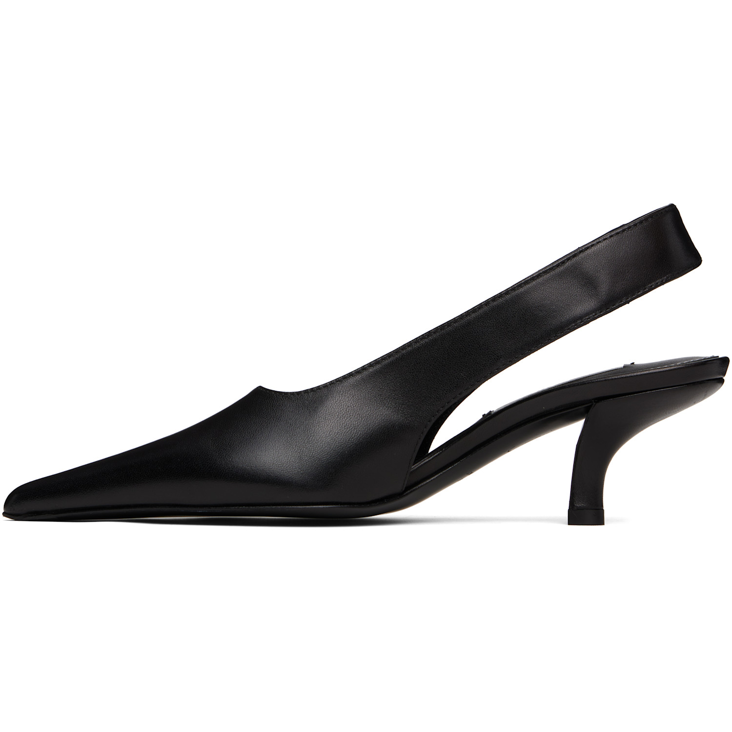  Toteme Black Classic Leather Slingback Heels 