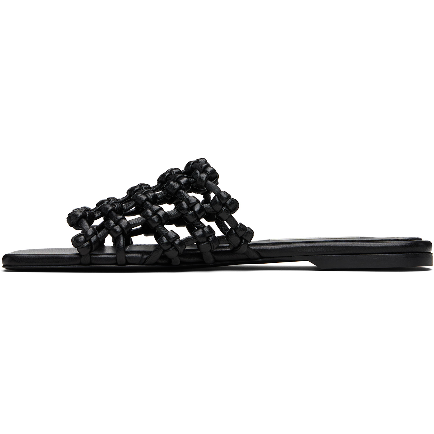  Toteme Black Braided-leather Bandeau Slides 