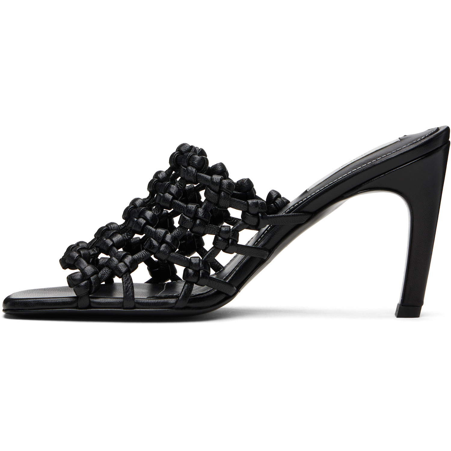  Toteme Black Braided-leather Bandeau Mules 