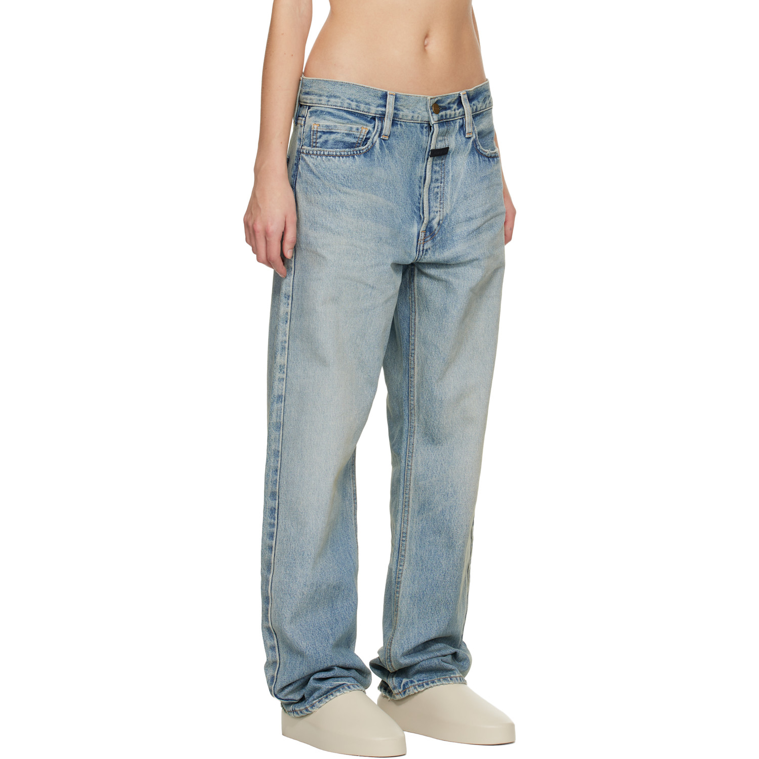  Fear Of God Blue Logo Patch Jeans 
