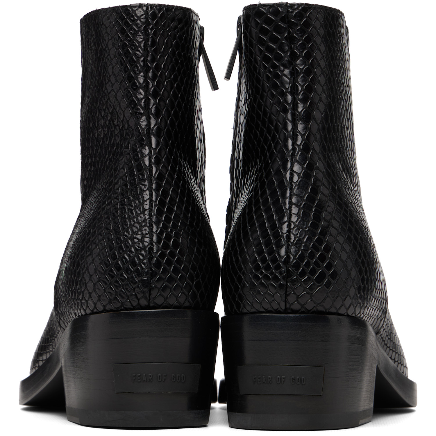 Fear Of God Black Snakeskin-embossed Santa Fe Boot 