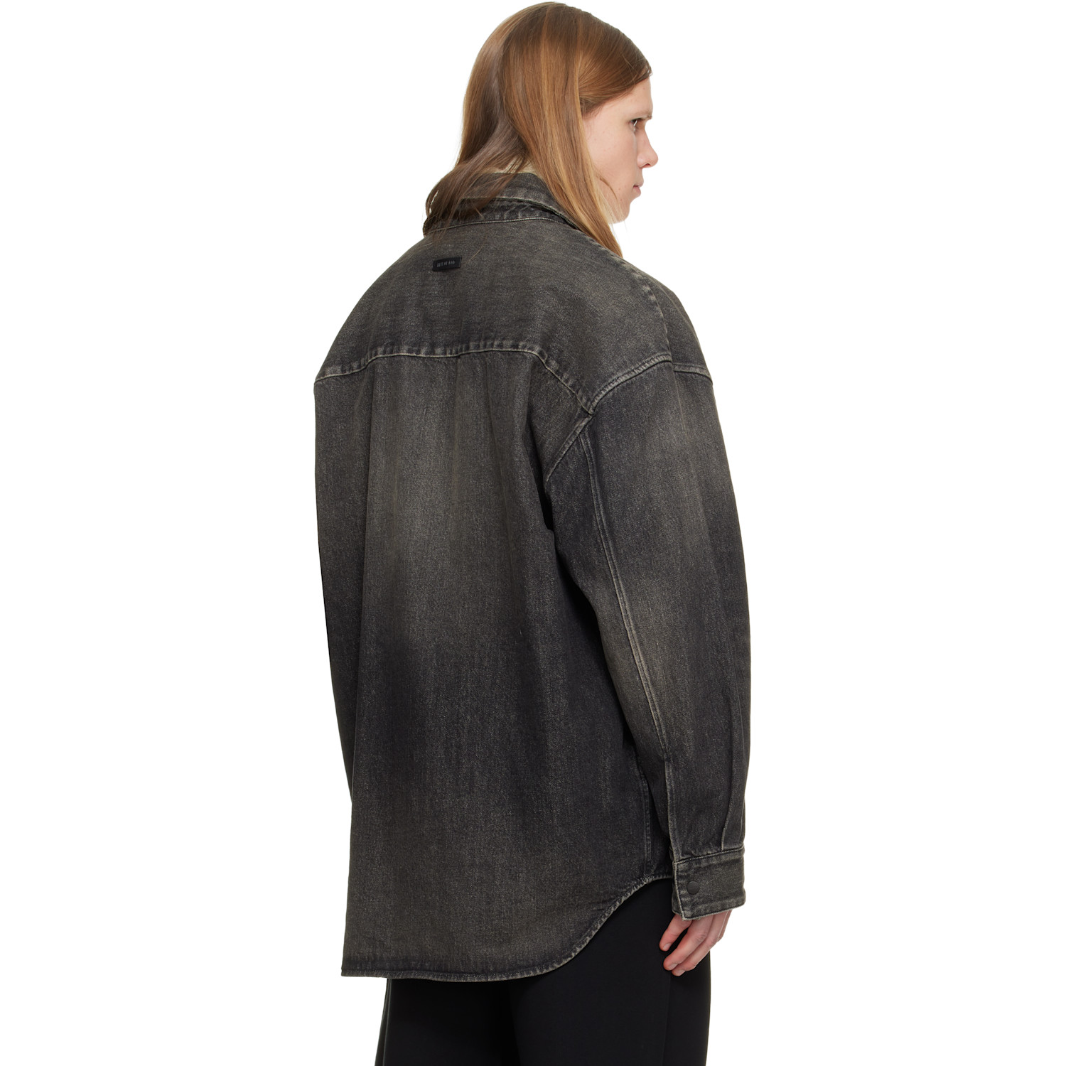  Fear Of God Black Snap Front Denim Overshirt 